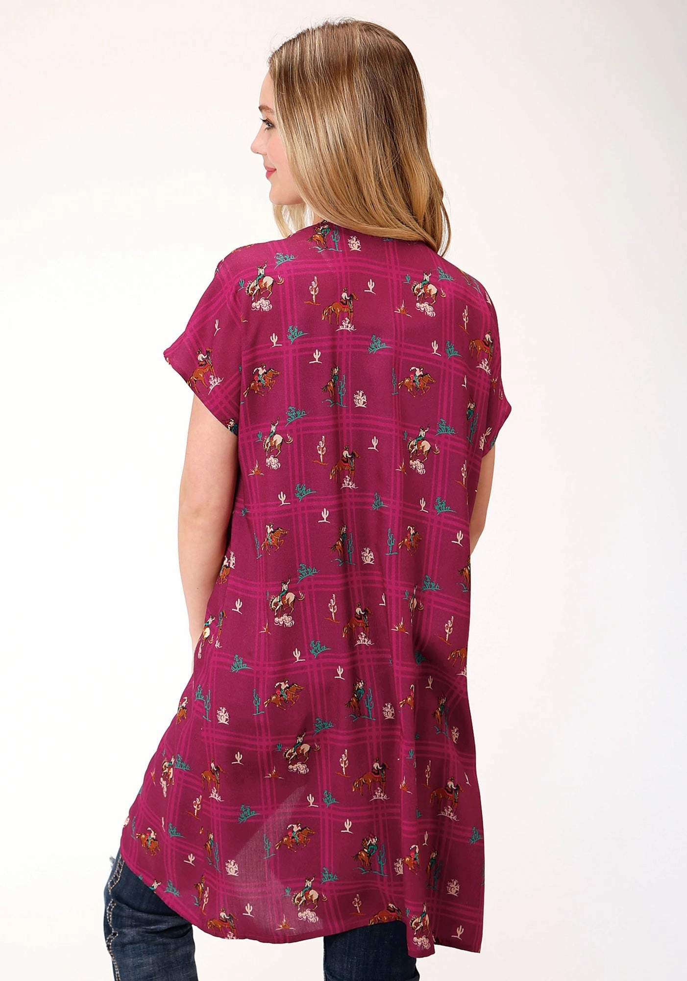 QuickDryMaterial Auxiliary Attachment Points Roper Womens Red Rayon/Nylon Dolman Kimono Cardigan