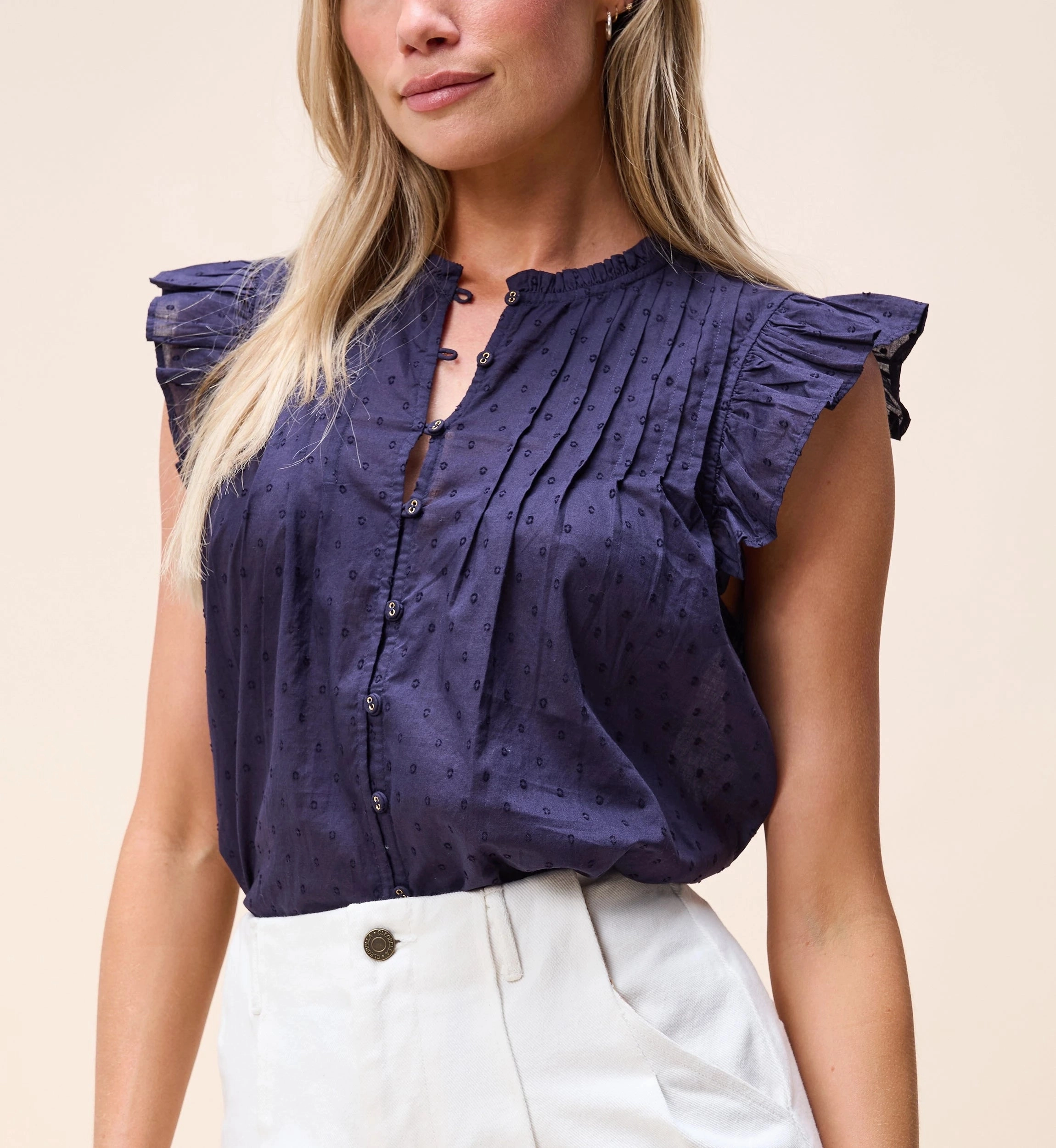 Lightweight Material DurableBlend Maritza Blouse | Navy