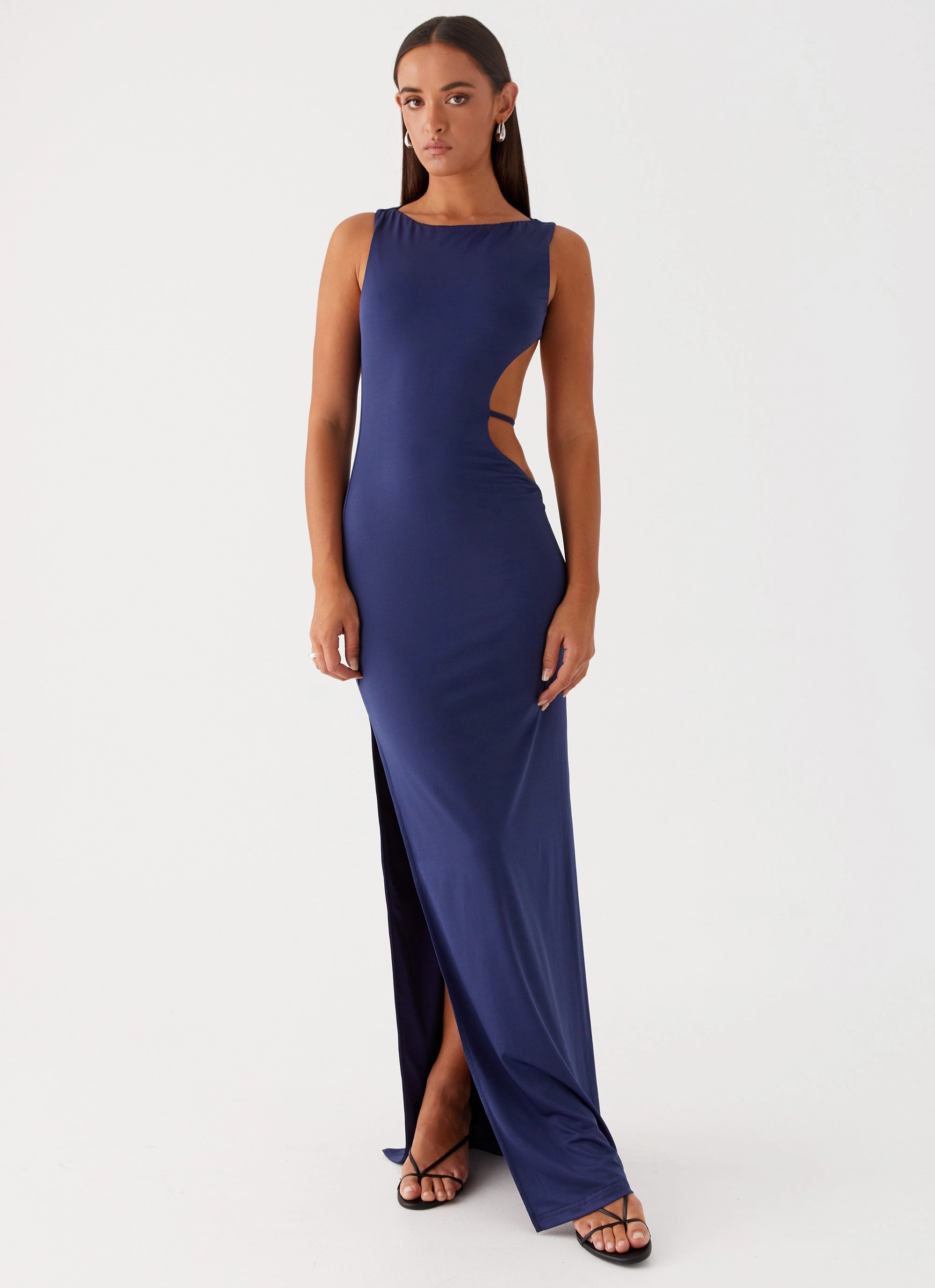 Sutton Maxi Dress - Navy Matte-Lining