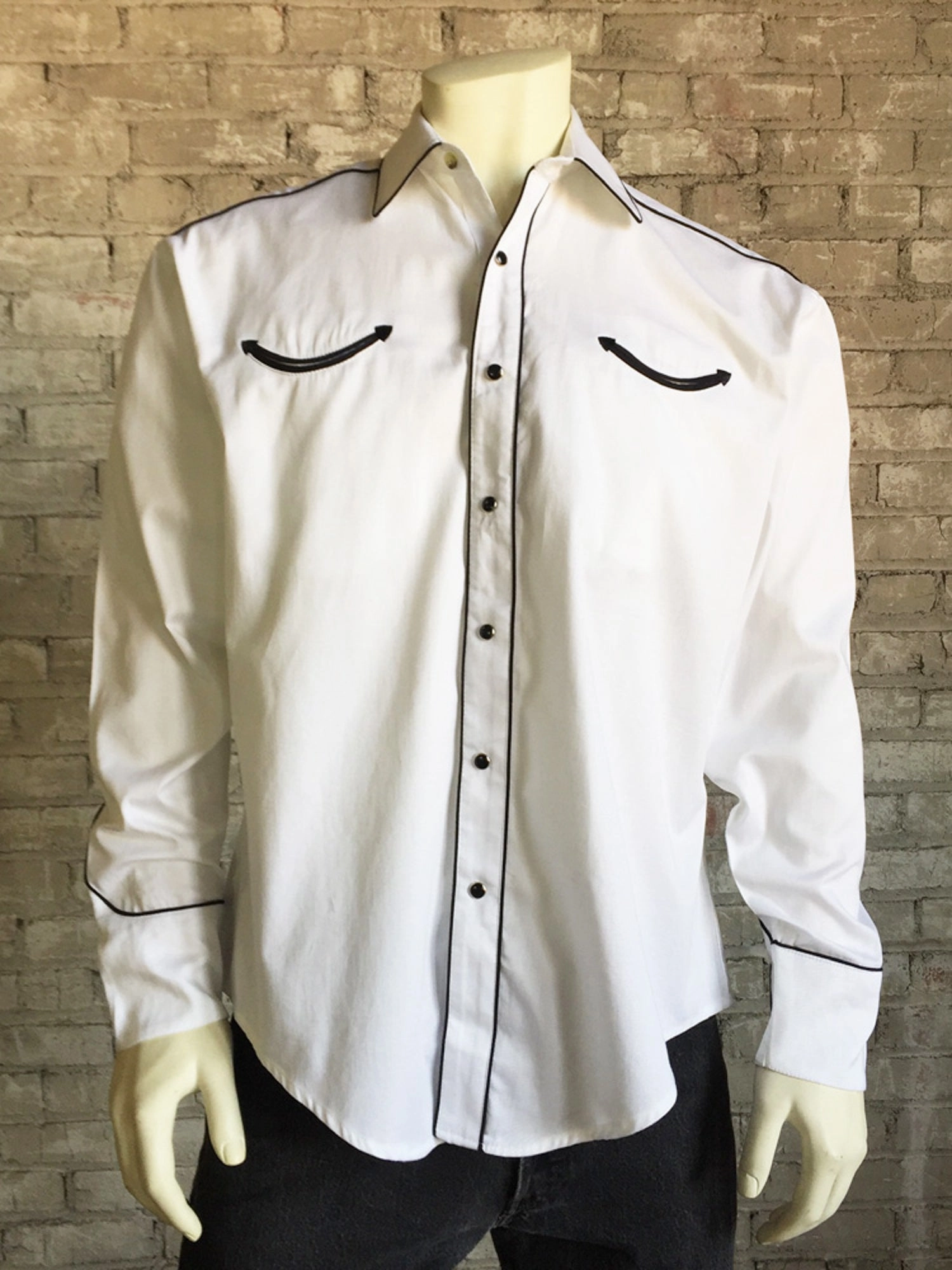 Winter Comfort Rockmount Mens White 100% Cotton Vintage Solid Western L/S Shirt