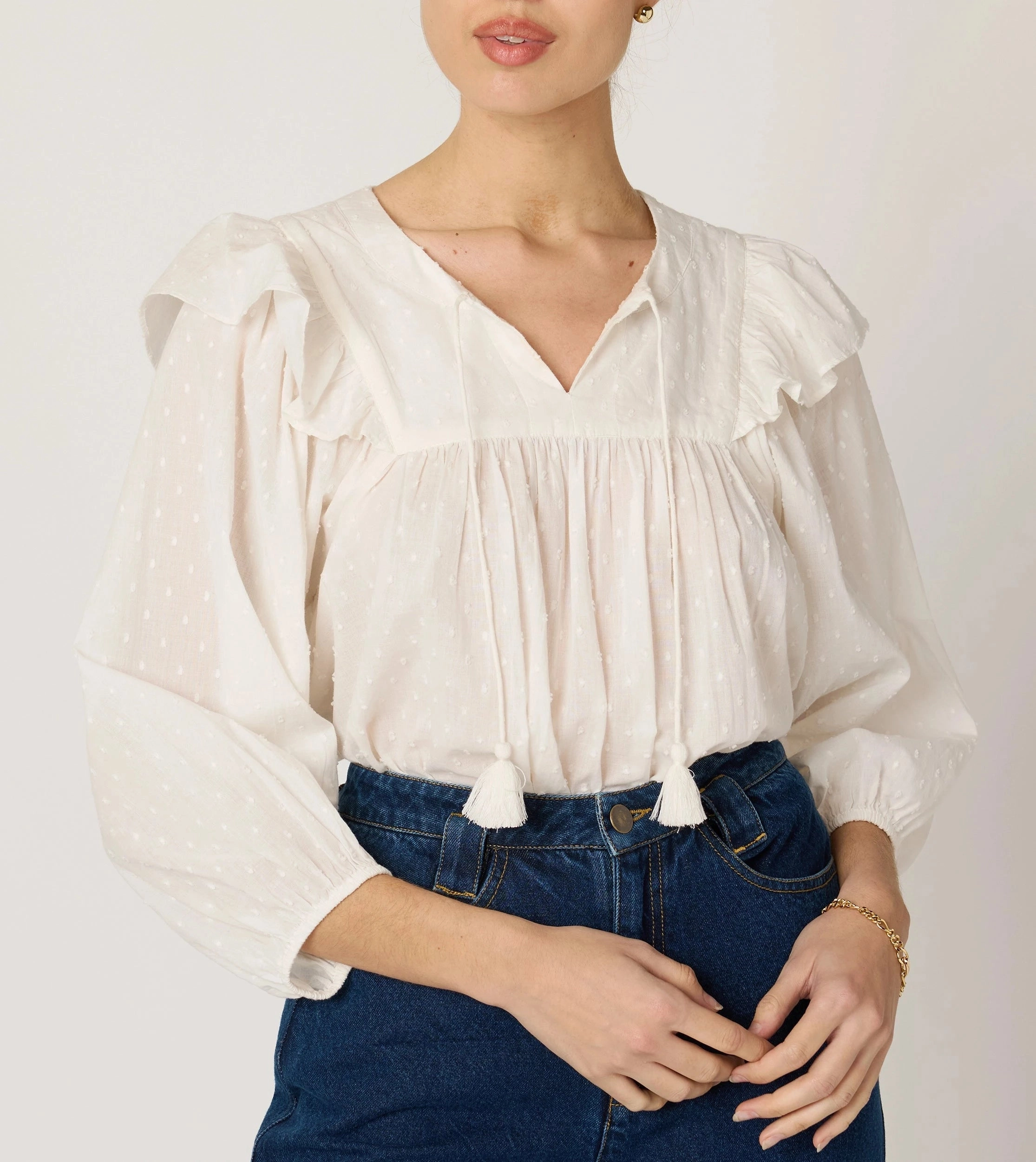 Lina Blouse | Ivory Tagless Design