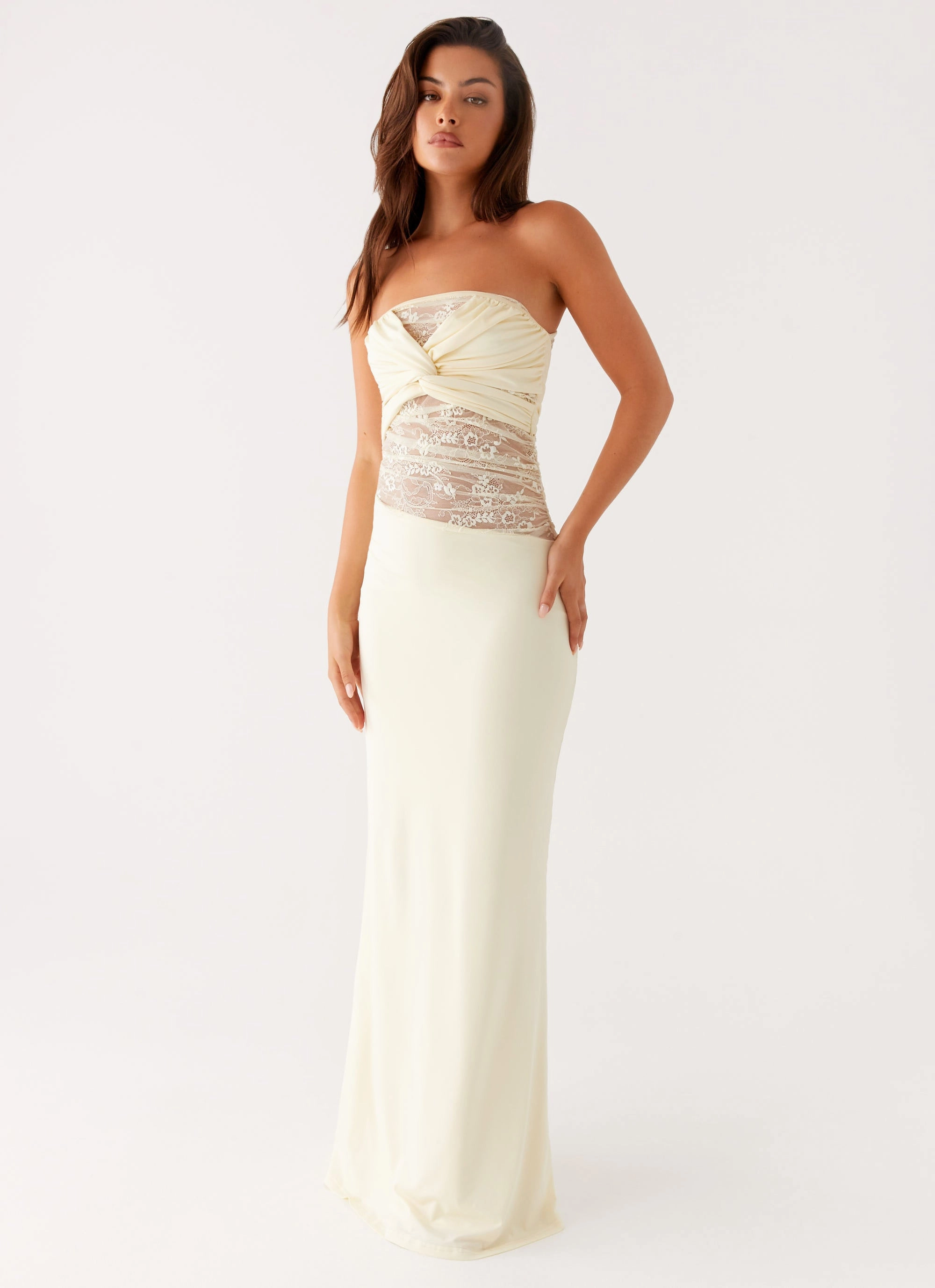 Sweet Energy Strapless Maxi Dress - Yellow Smooth Texture Light and Comfortable Wear