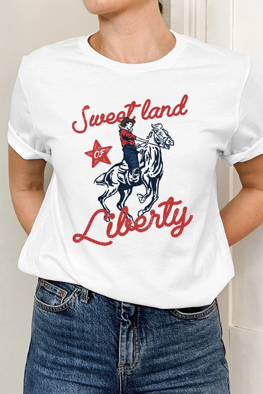 Sweet Land Of Liberty Basic Graphic Tee S-XL QuickDryTechnology DurableCollarStays