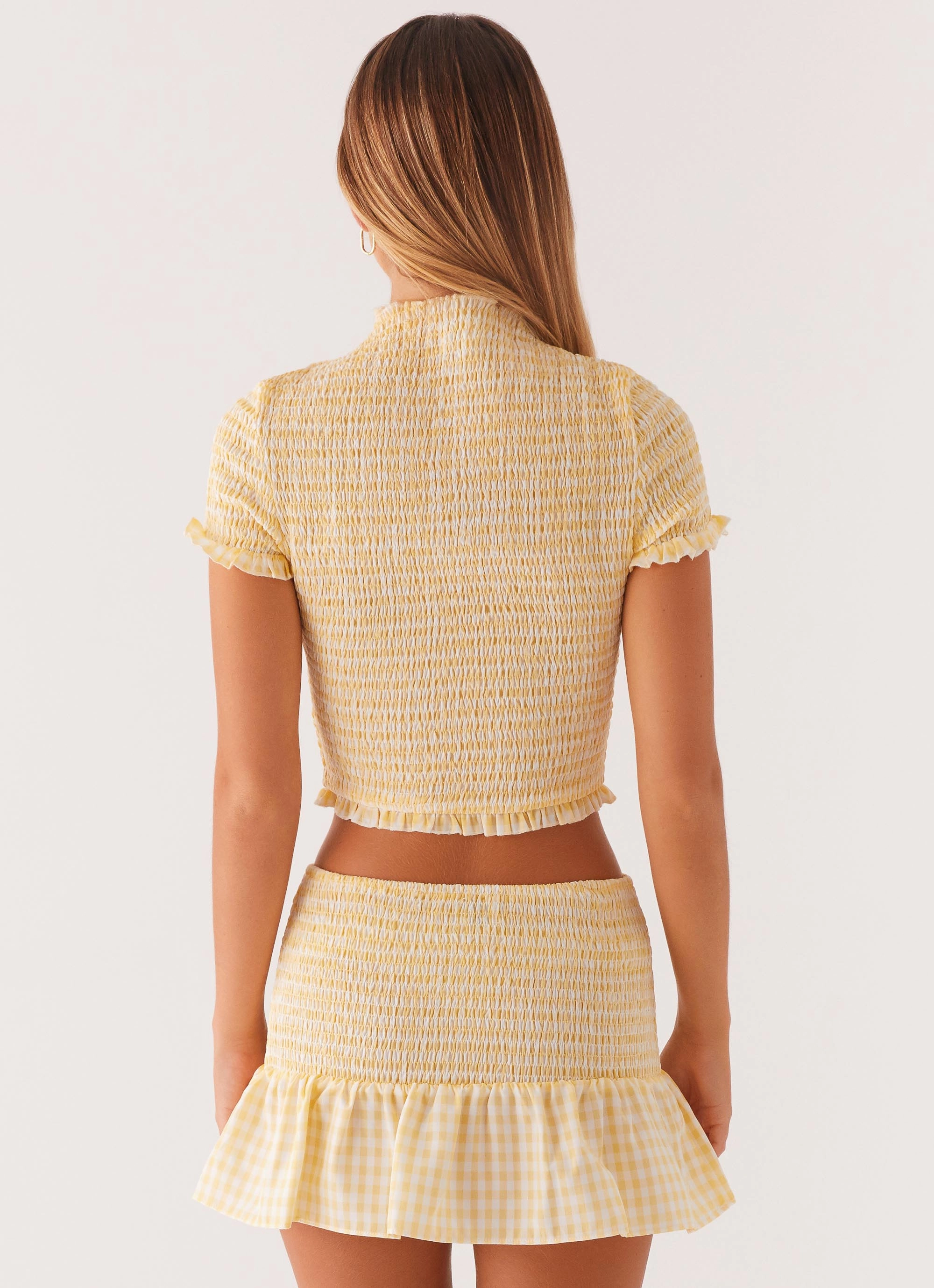 Sweetest Pie T-Shirt - Yellow Gingham Layered Shoulder