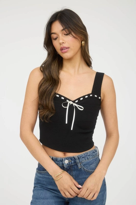 Sweetheart Front Ribbon Bow Tie Sleeveless Top NonToxicCoating All-Purpose Wear