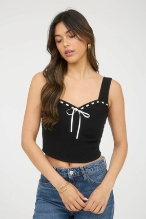 Sweetheart Front Ribbon Bow Tie Sleeveless Top NonToxicCoating All-Purpose Wear