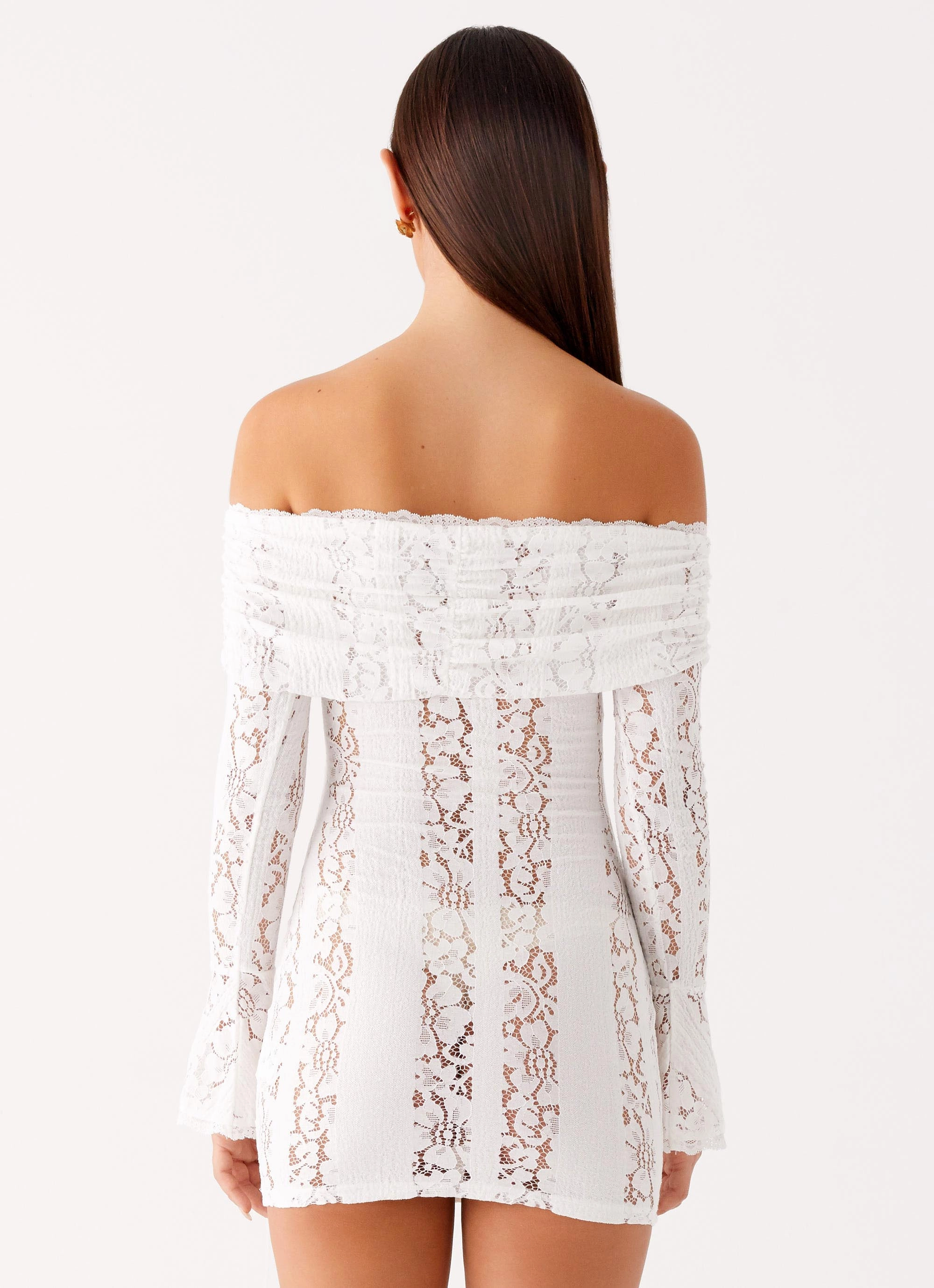 Feather Light Syvanna Lace Mini Dress - White