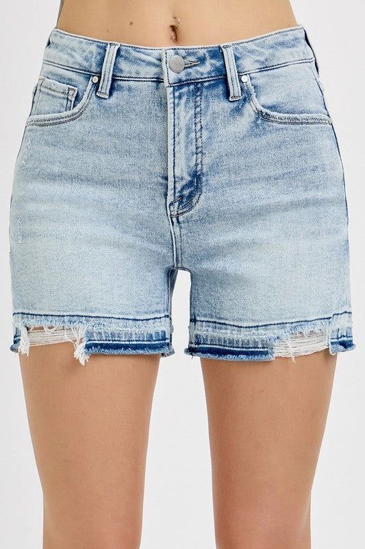 TABATHA TUMMY CONTROL HIGH RISE RELEASED HEM SHORTS S-XL Push Button Closure Easy Care