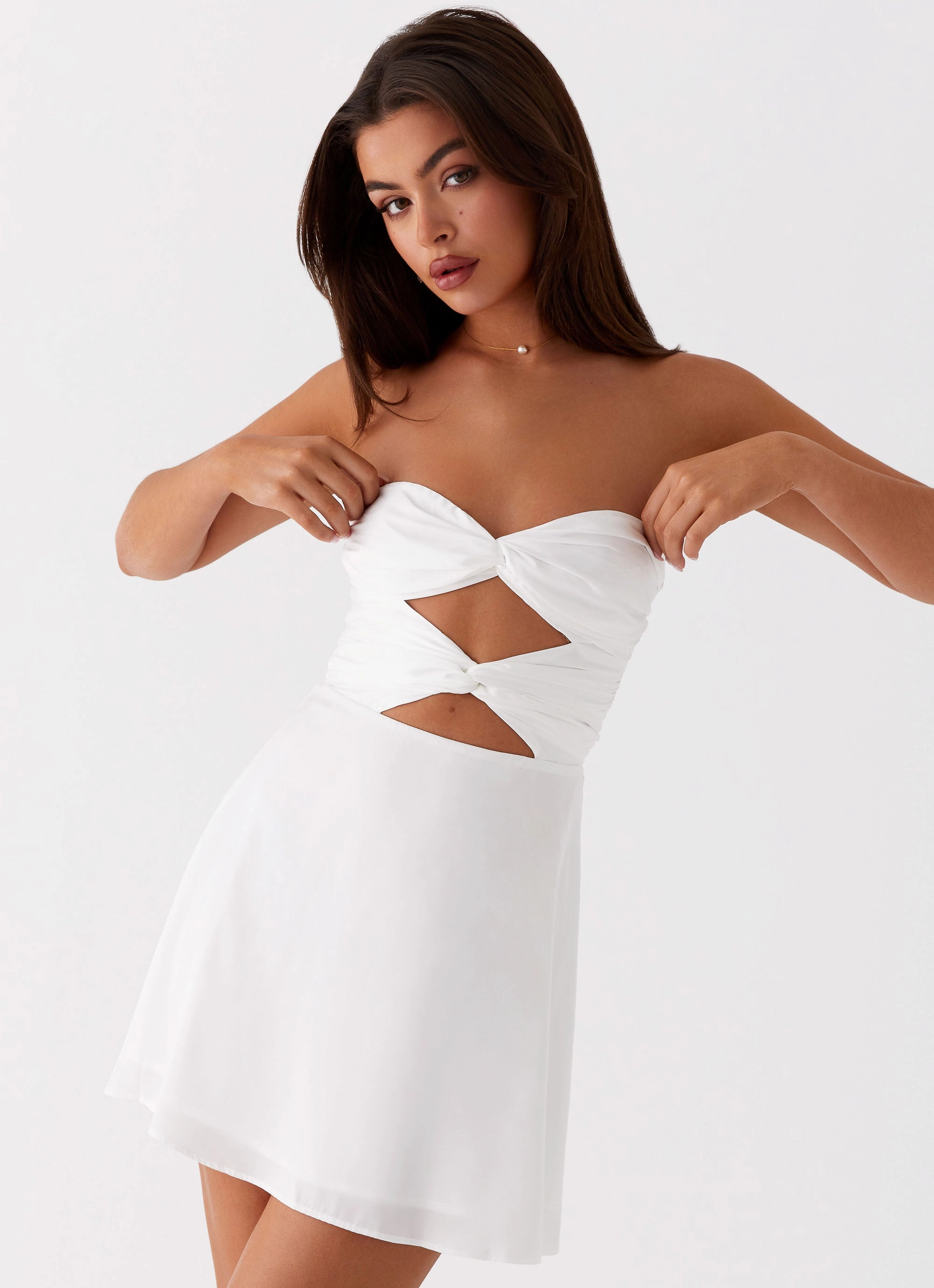 Modern Minimal Taga Twist Mini Dress - White