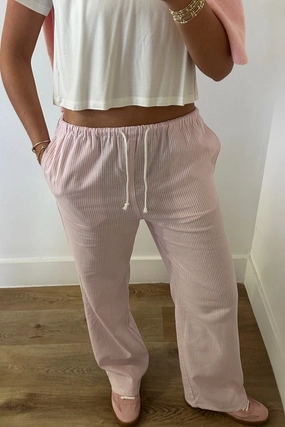 Trendy Appeal Mesh Lined Lounge About Pinstripe Pants - Pink