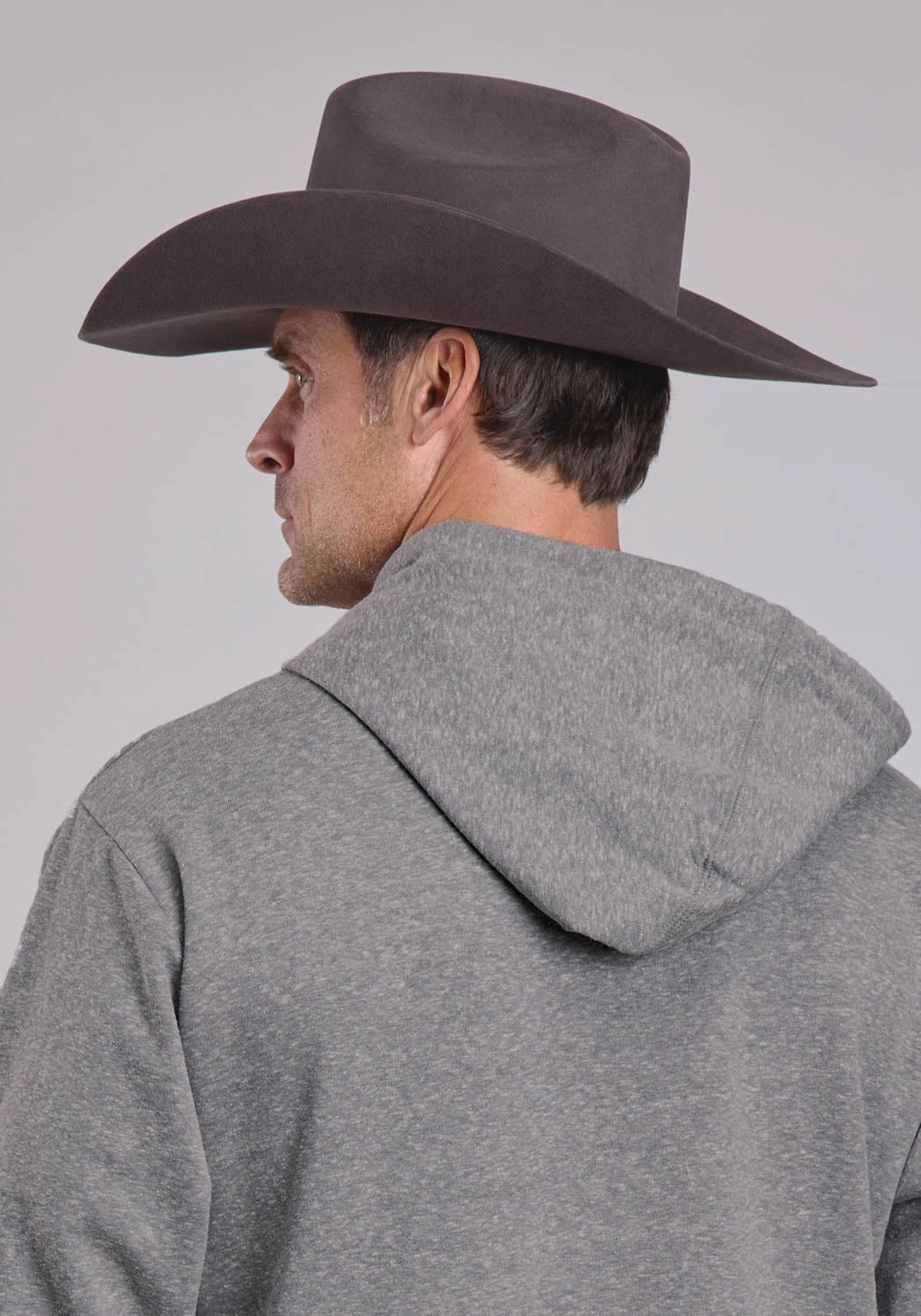 Stetson Mens Script In Circle Grey Cotton Blend Hoodie Anti Pilling Texture