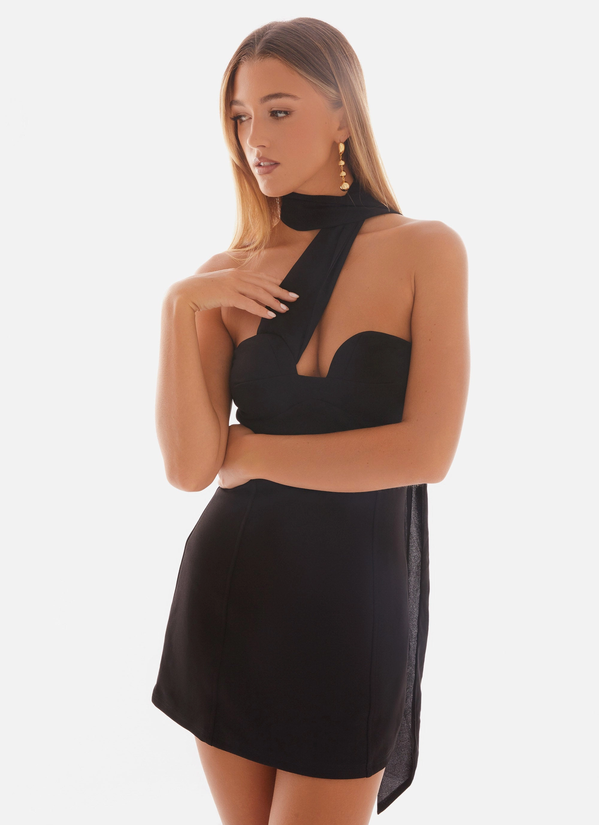 Dreamy Texture Sirena Mini Dress - Black