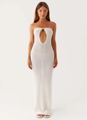 Seafoam Maxi Dress - Ivory Quilted Coat