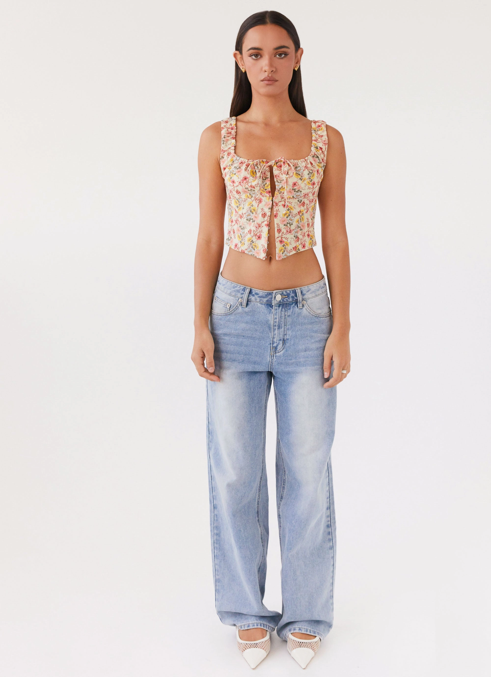 Built In Liner Modern Twist Take Me Away Corset Top - Garden Party