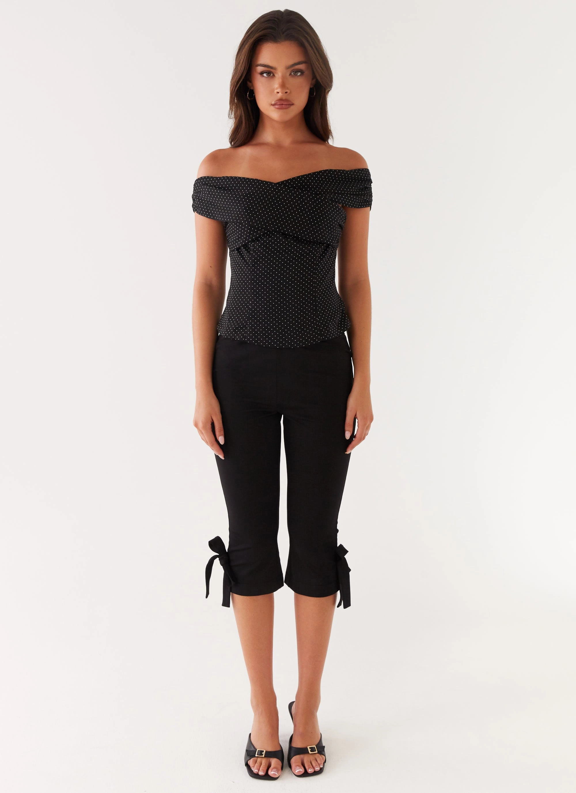 Tamera Top - Black Polka Dot Sleeveless Top