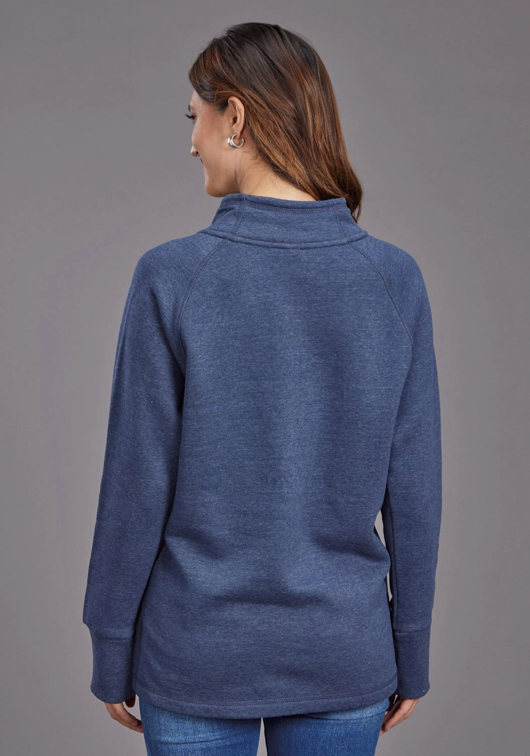 Stetson Womens Script Logo Blue Cotton Blend Sweatshirt Odor Resistant Material