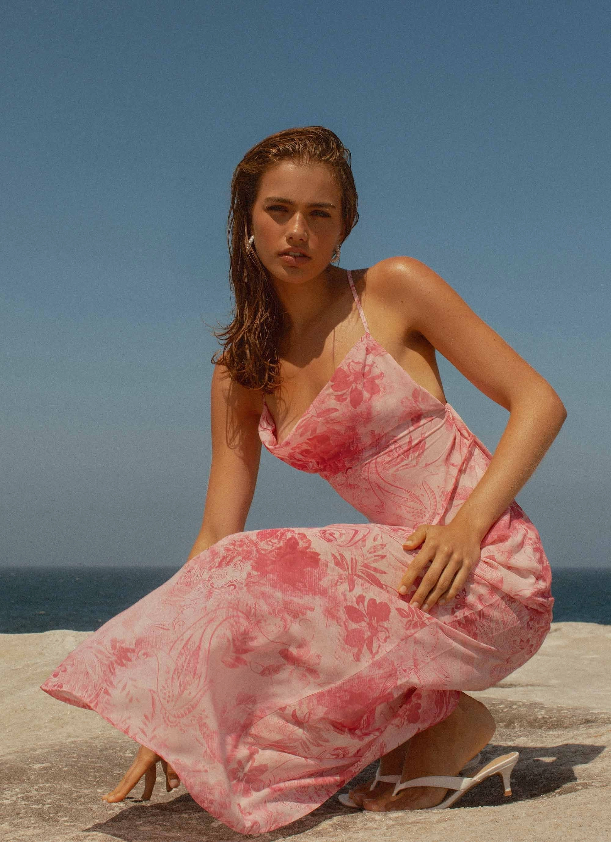 Tara Maxi Dress - Pink Print Polished look dress