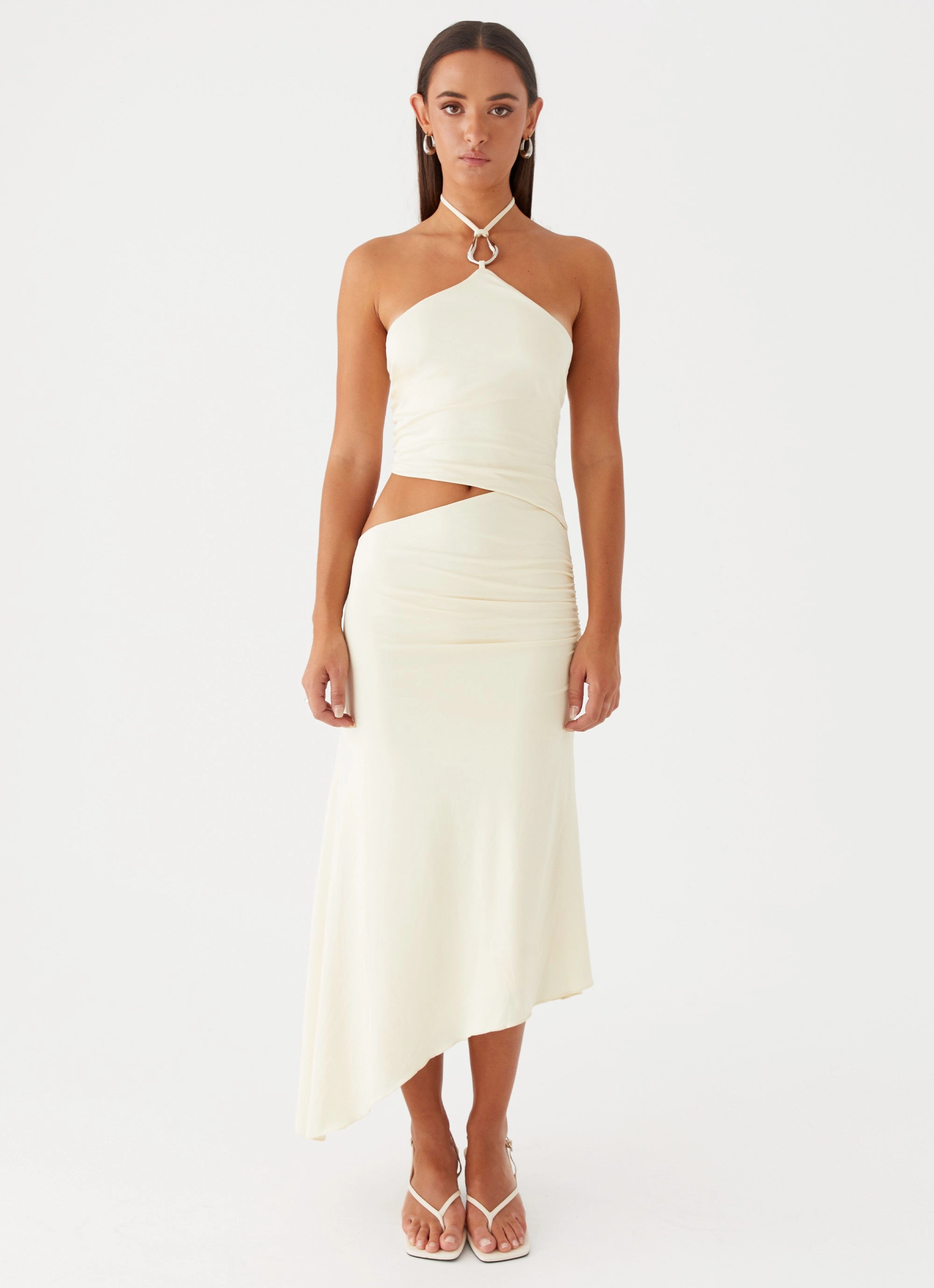 Clasp-Closure Tasha Maxi Dress - Lemon