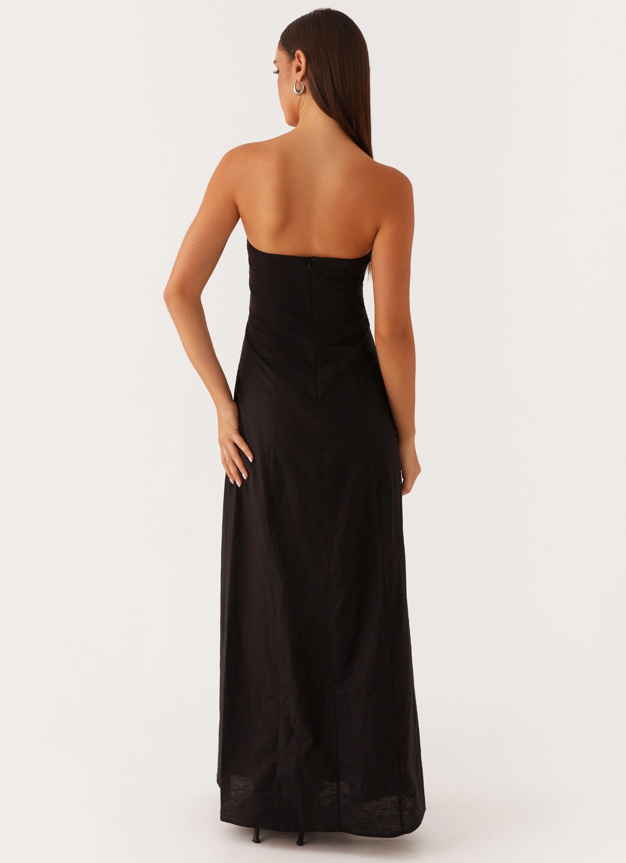 Hiking Outerwear Sporty Casual Tayla Linen Maxi Dress - Black