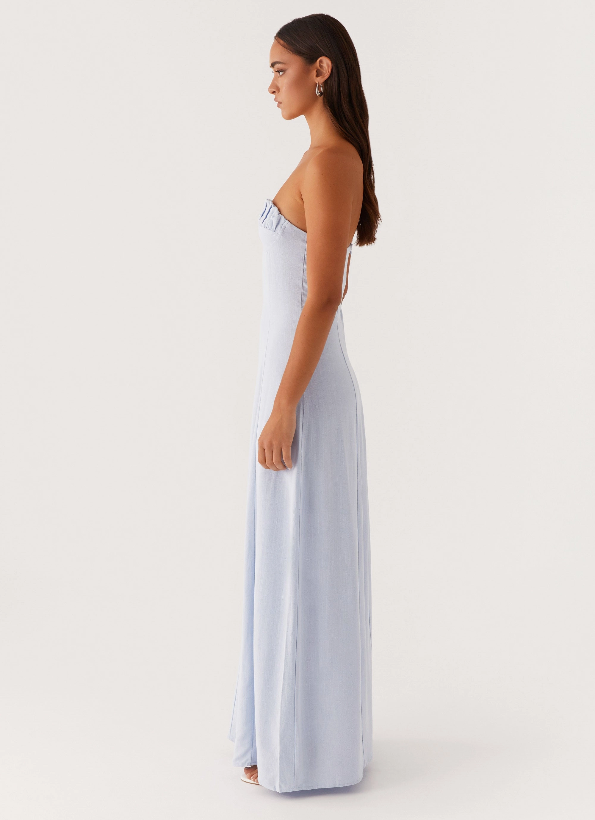 Fashionably Warm Tayla Linen Maxi Dress - Blue