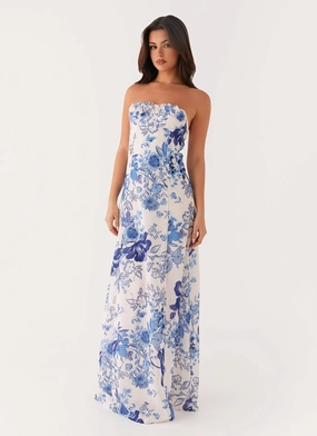 Contemporary Fit Tayla Linen Maxi Dress - Serene Sky Floral