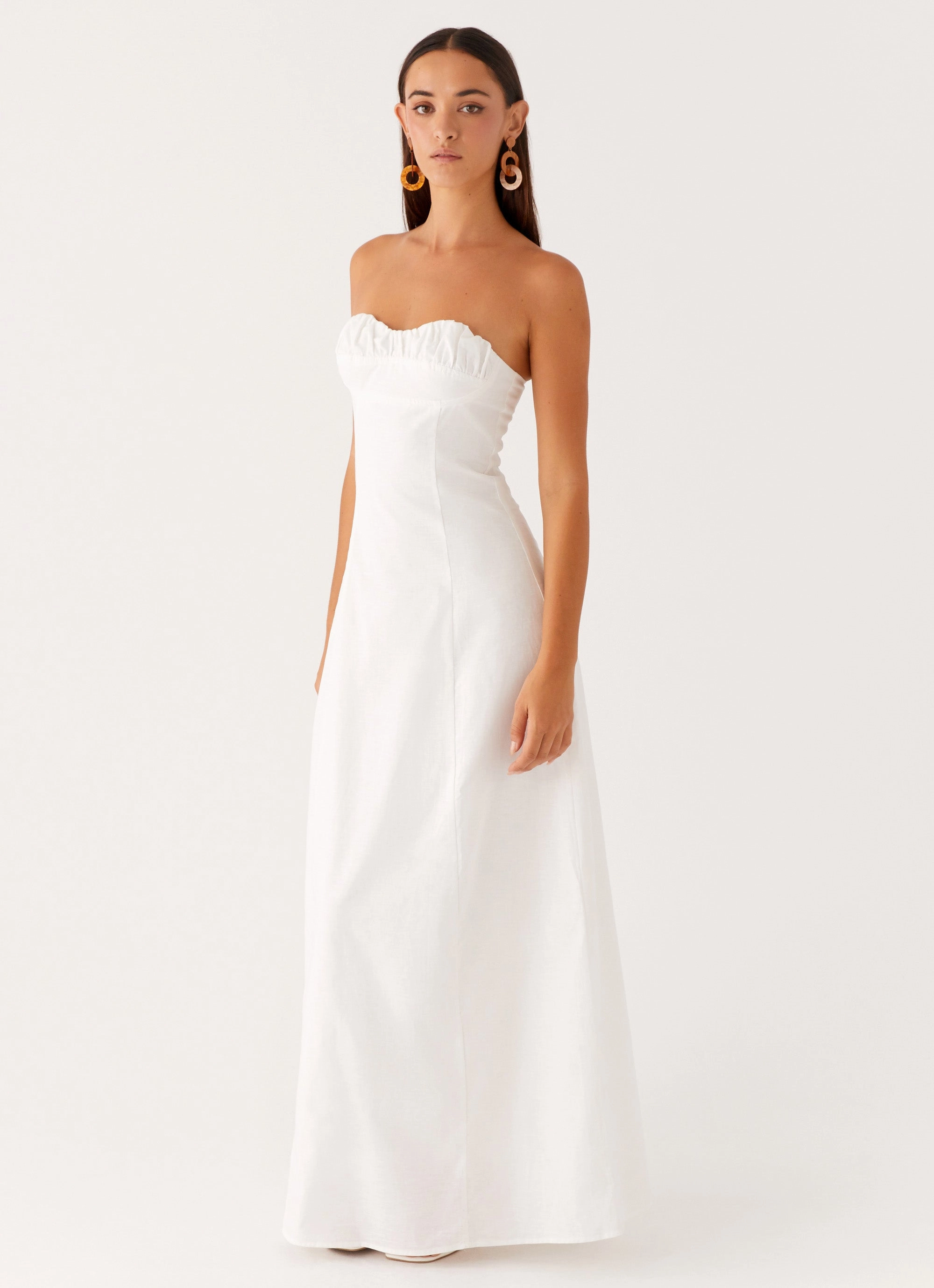 Fashion Forward Tayla Linen Maxi Dress - White