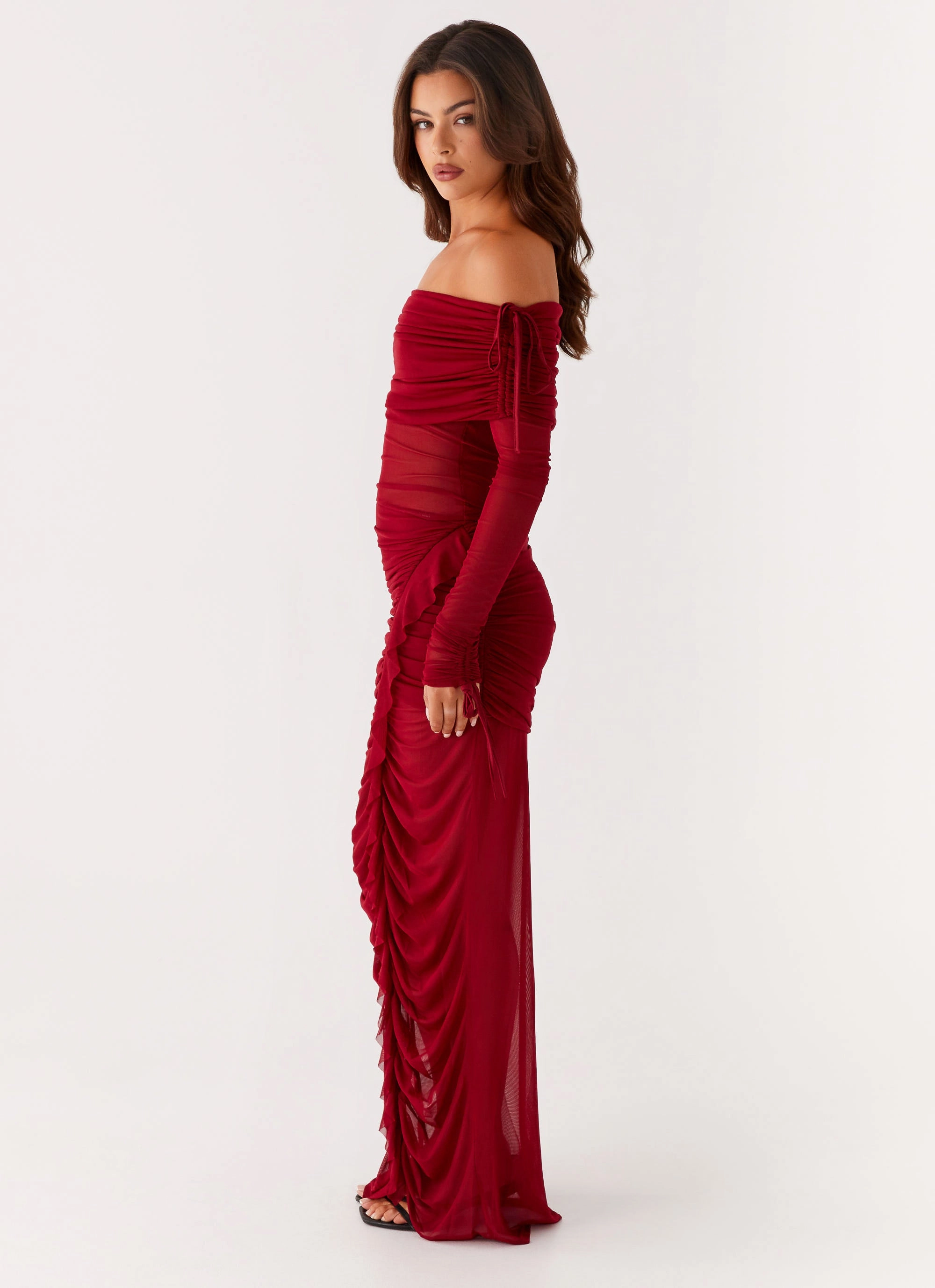 Comfortable and Fashionable Teala Mesh Maxi Dress - Red