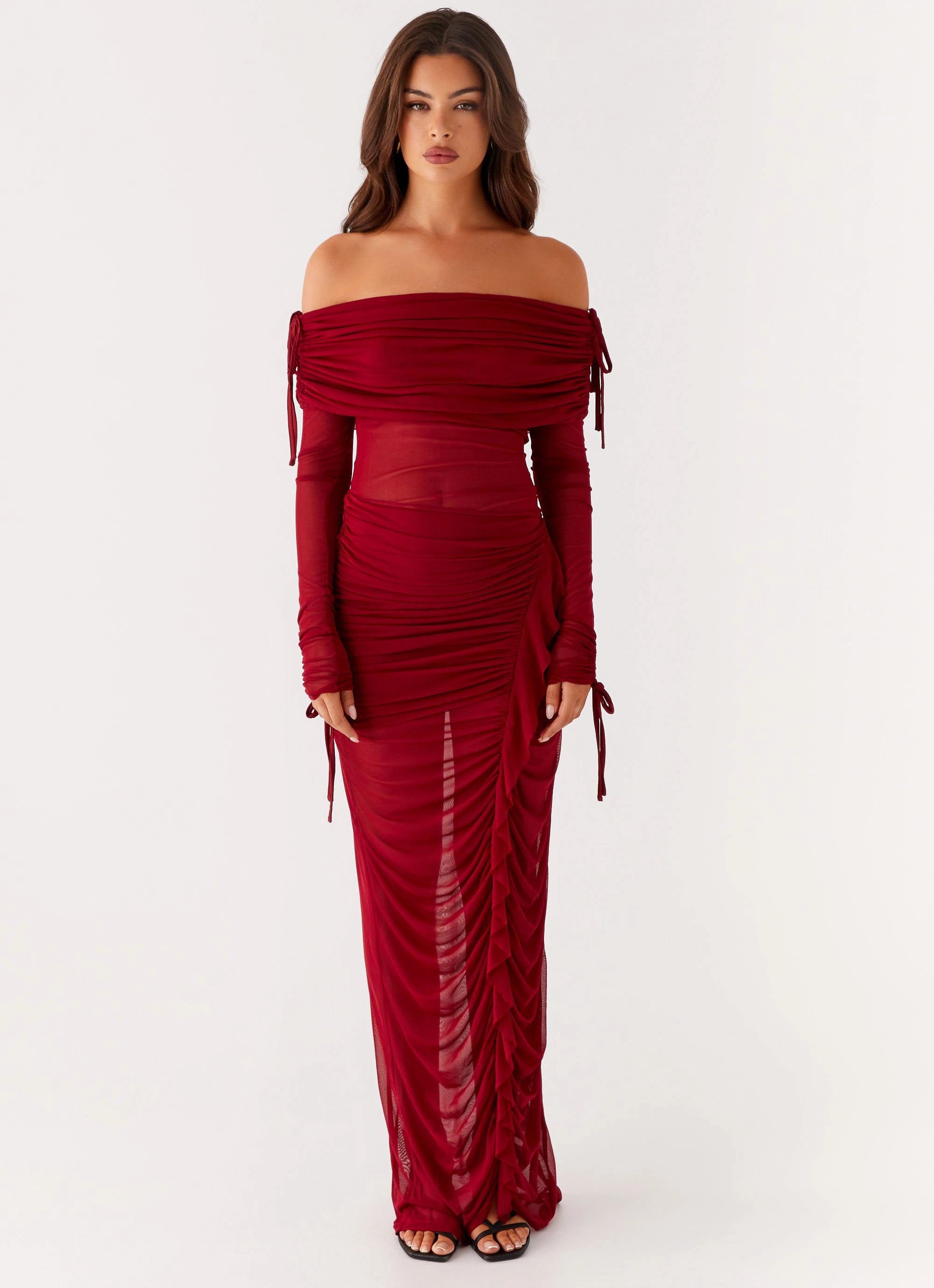 Sleek Jacket Teala Mesh Maxi Dress - Red