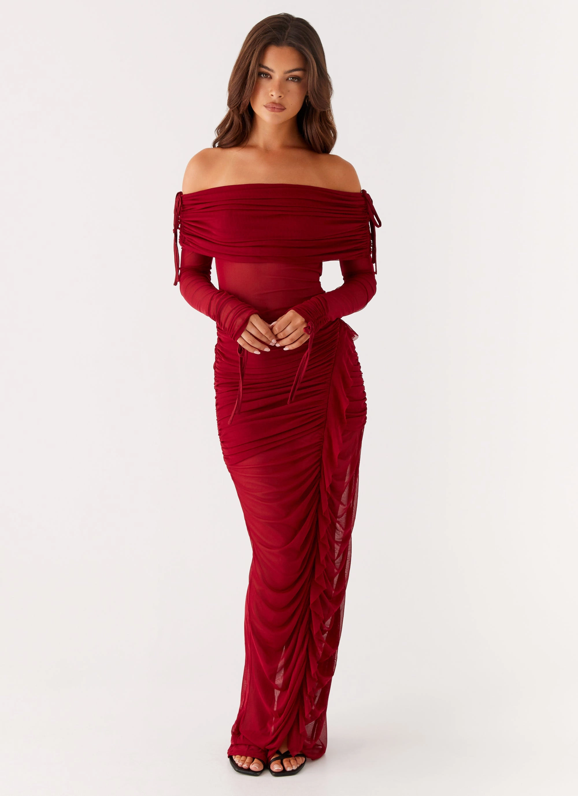 Comfortable Layer Teala Mesh Maxi Dress - Red