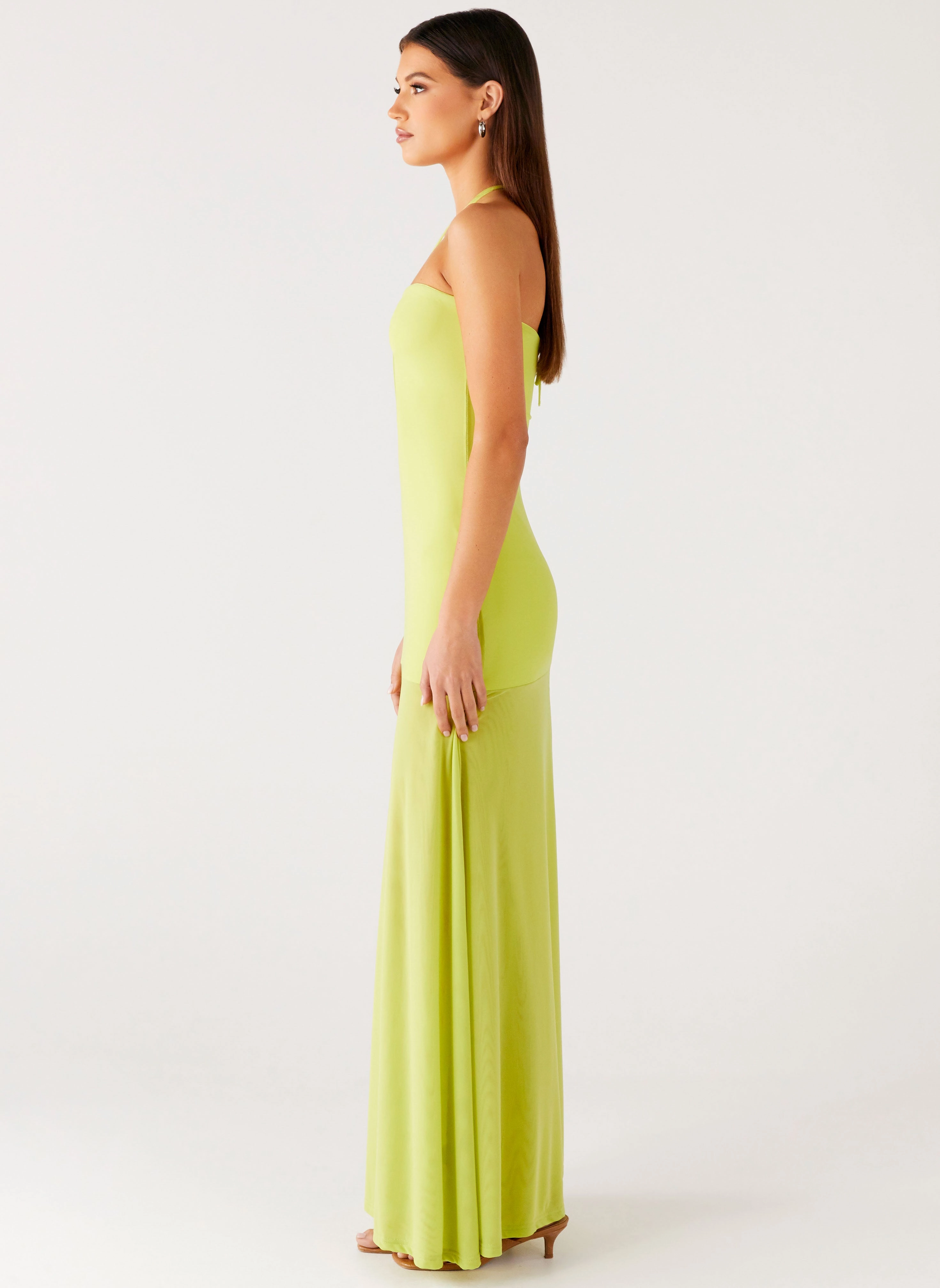 Cozy Winter Layer Long Coat Claria Maxi Dress - Lime