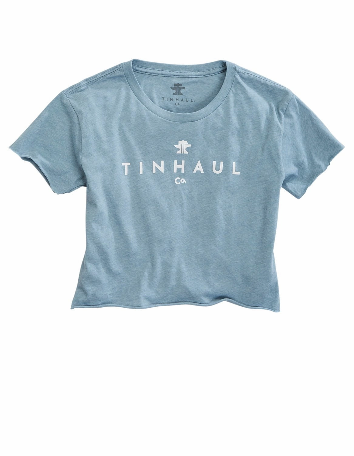 Tin Haul Womens Baby Rib Crop Blue Cotton Blend S/S T-Shirt Trend-Driven Conference Appropriate