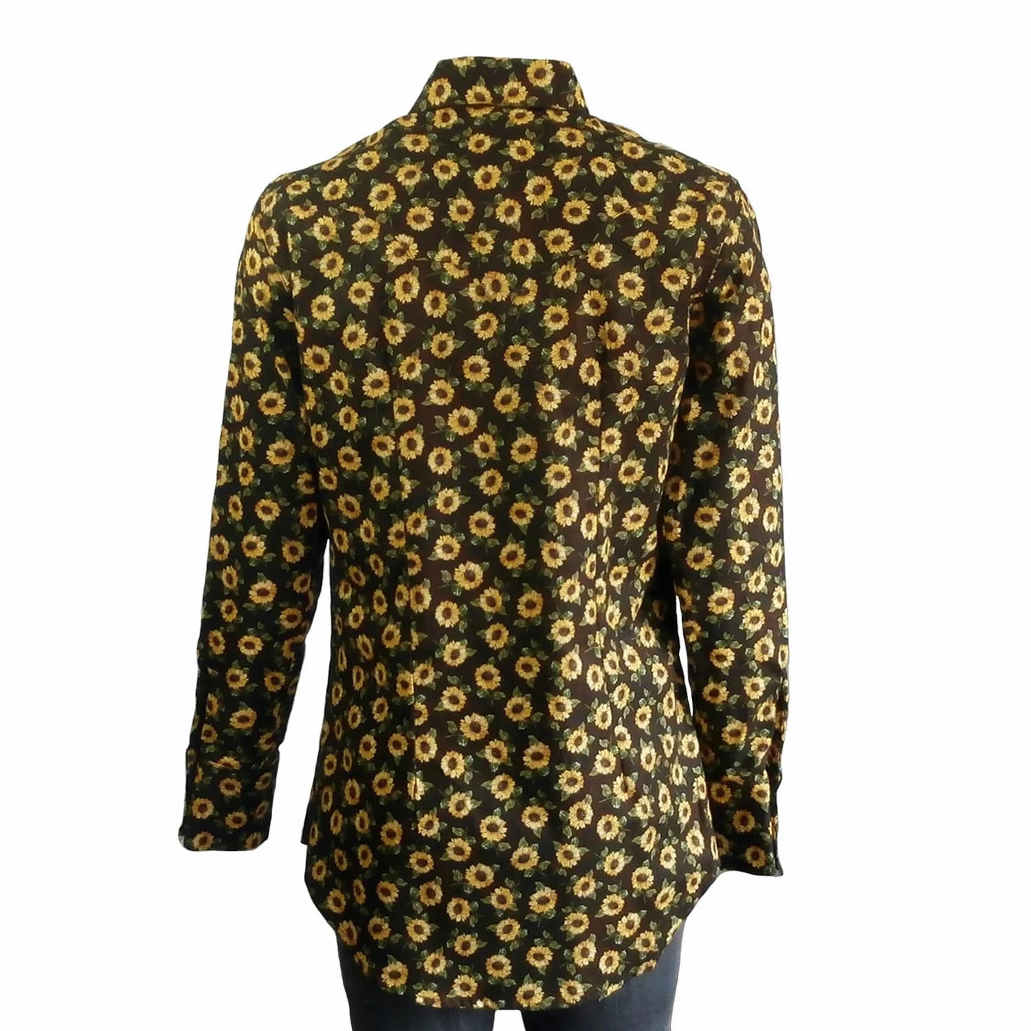 Rockmount Womens Vintage Floral Western Brown 100% Cotton L/S Shirt Reinforced Buttonholes Layering Essential