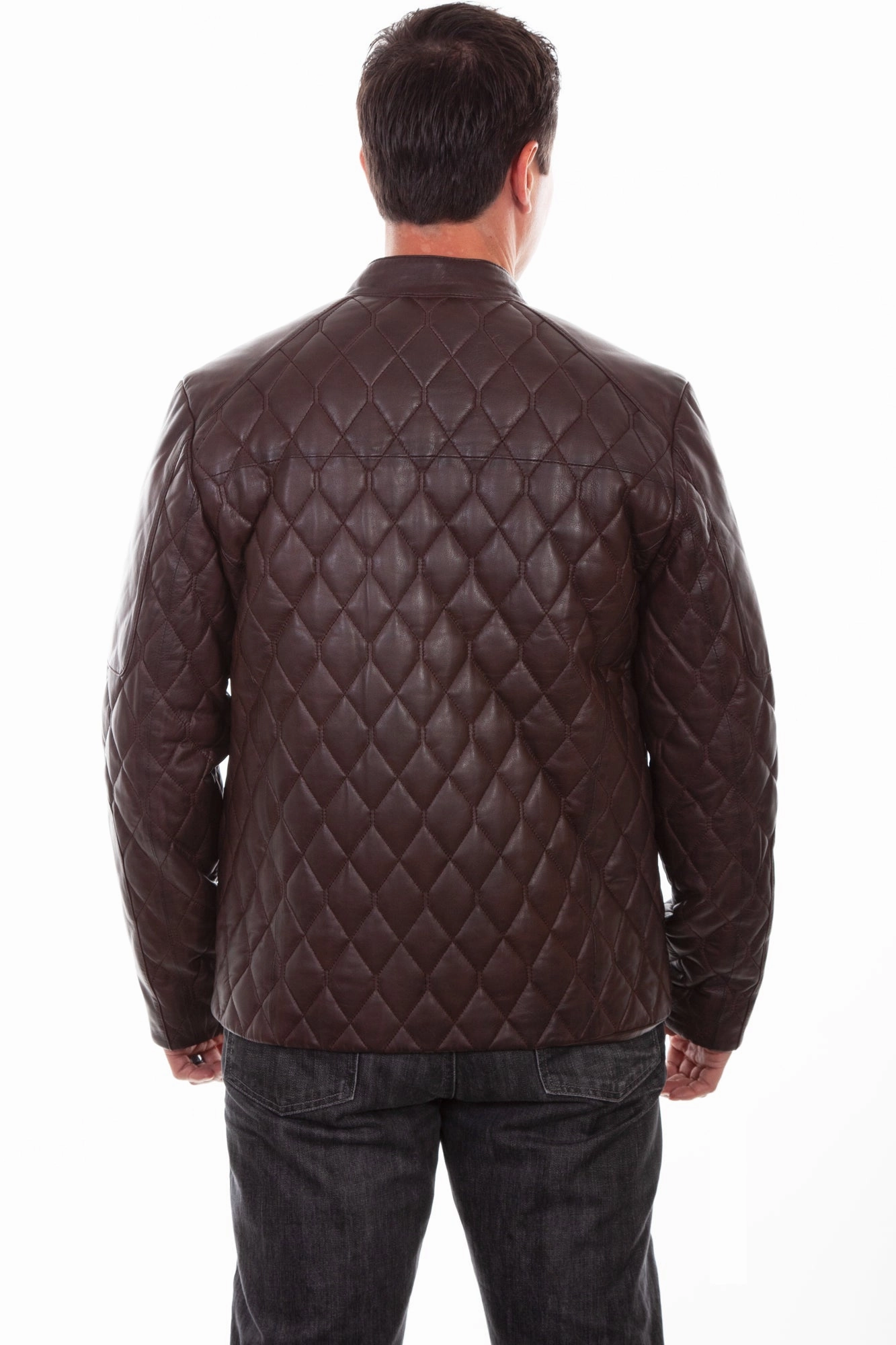 Bright Color Odor Resistant Fabric Scully Mens Chocolate Leather Quilted Jacket
