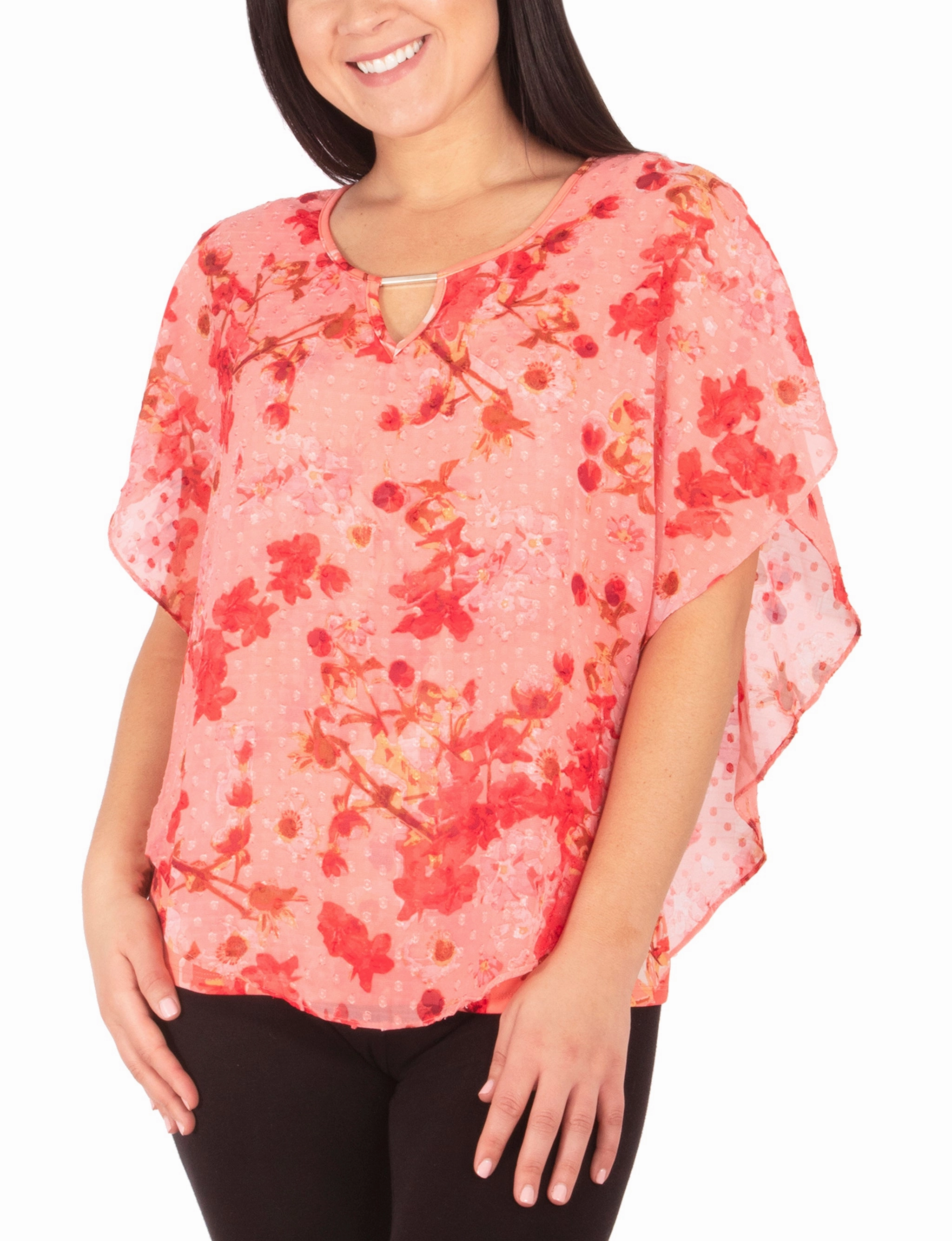 Petite Solid Poncho Top With Hardware At Neck AbrasionResistant Edging