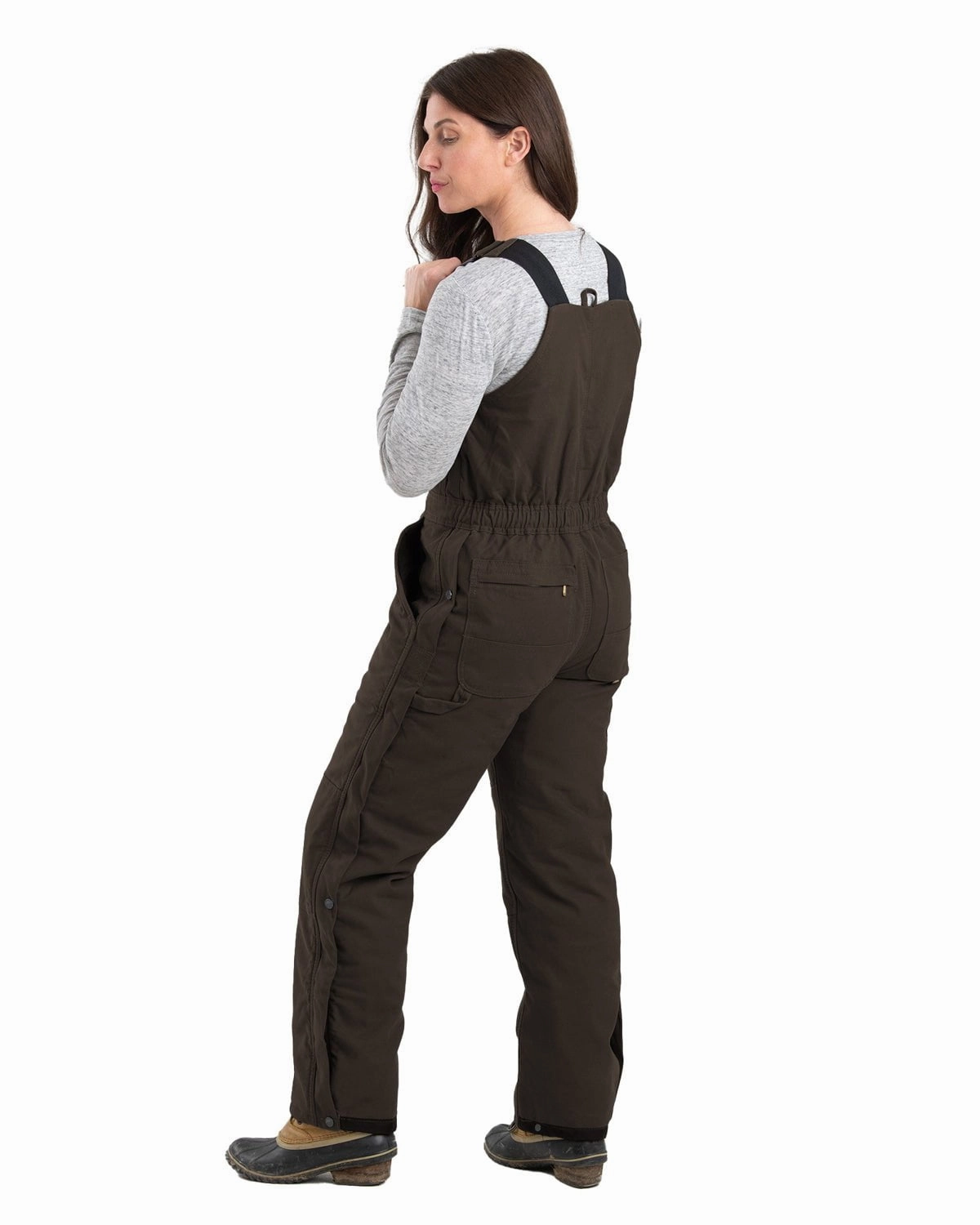 Berne Apparel Womens Softstone Duck Insulated Dark Brown 100% Cotton Bib Overall Hypoallergenic Padding