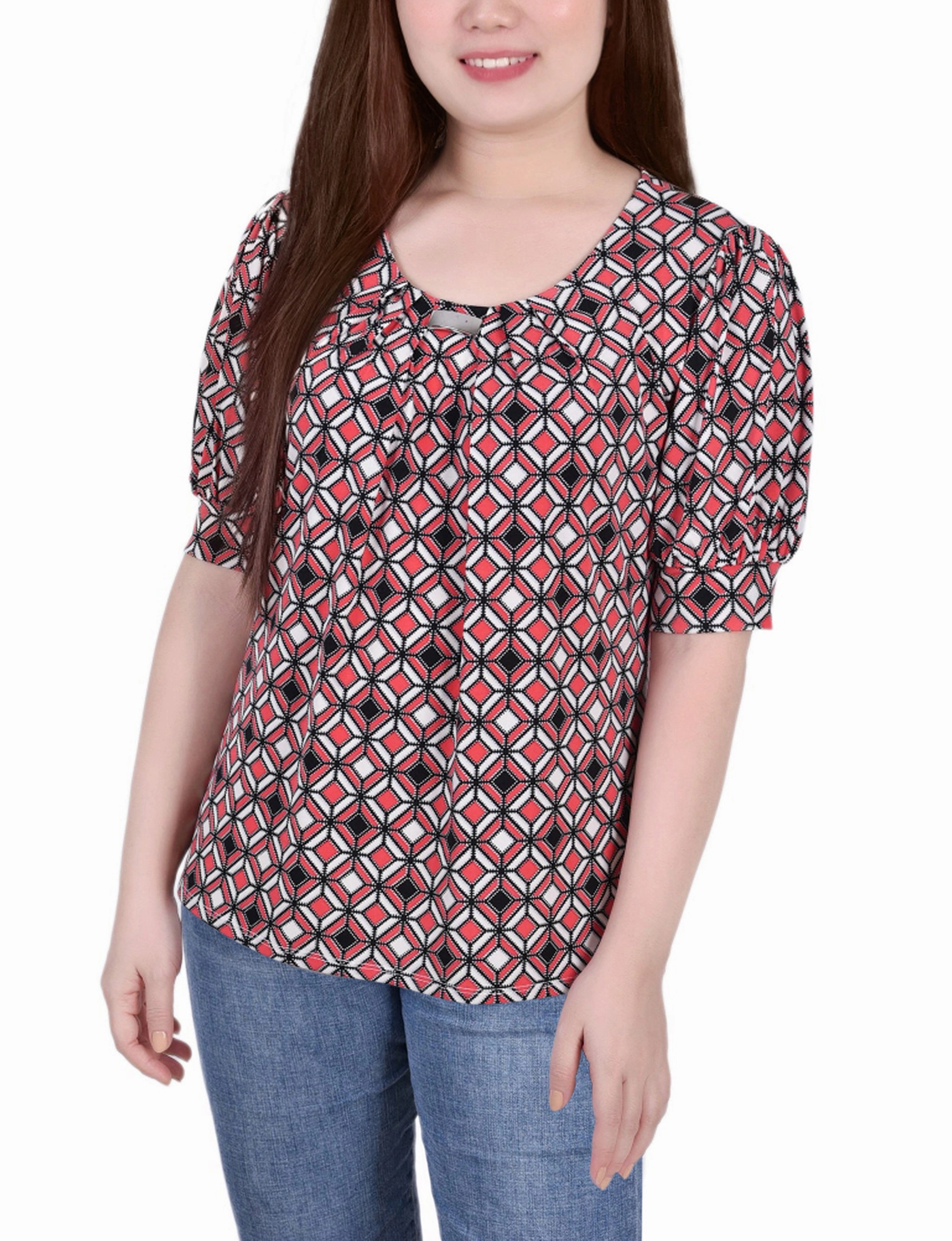 Short Sleeve Balloon Sleeve Top Comfy Style