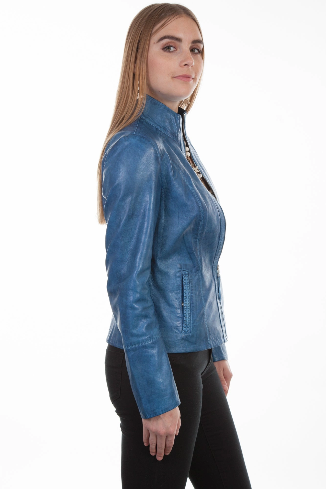 Scully Womens Denim Lamb Lightweight Jacket Moisture Managing Liner Formal Use