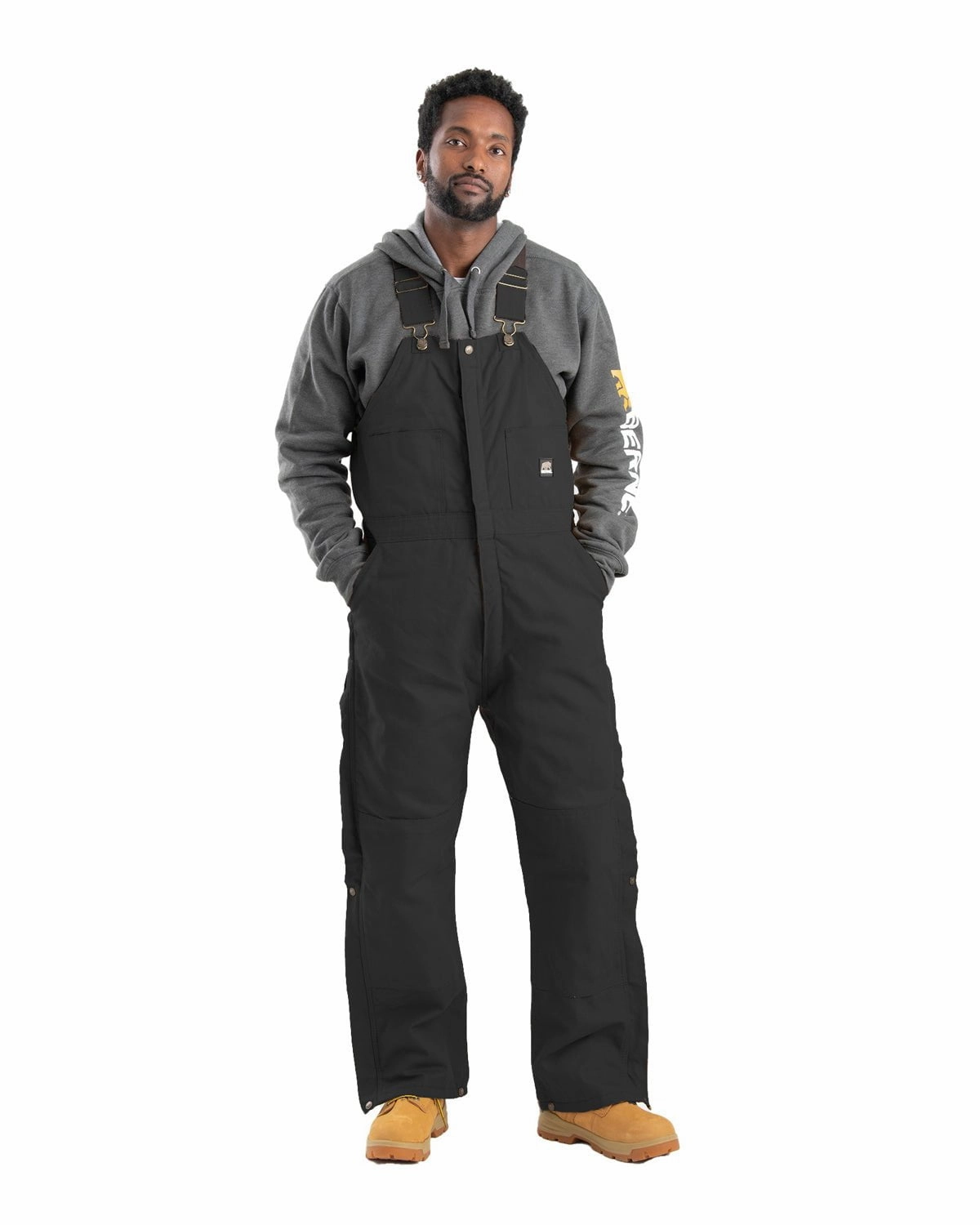 Zipper Guard Weatherproofing Berne Mens Heritage Insulated Duck Black 100% Cotton Bib Overall