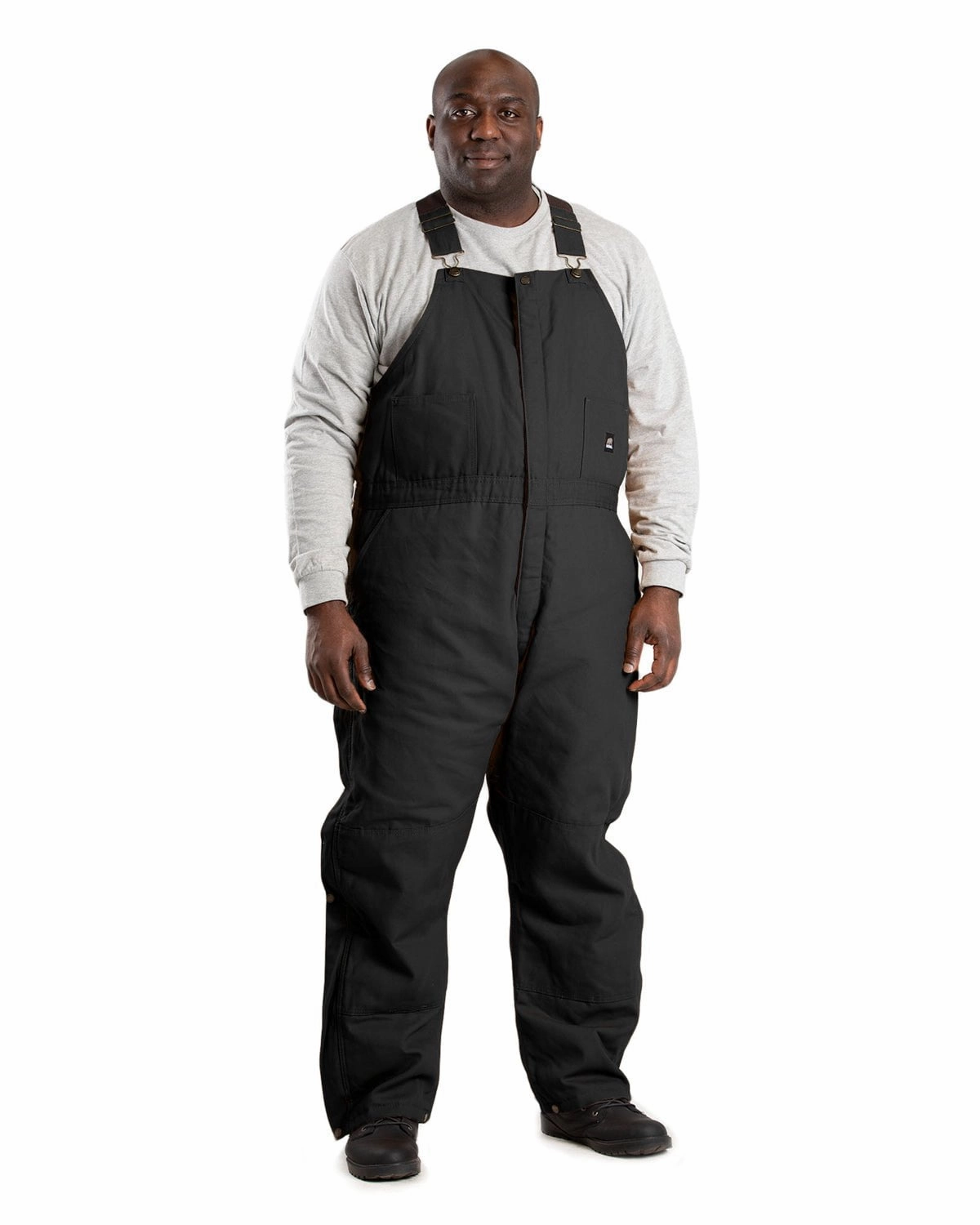Flat Lock Stitching Berne Mens Heritage Insulated Duck Black 100% Cotton Bib Overall