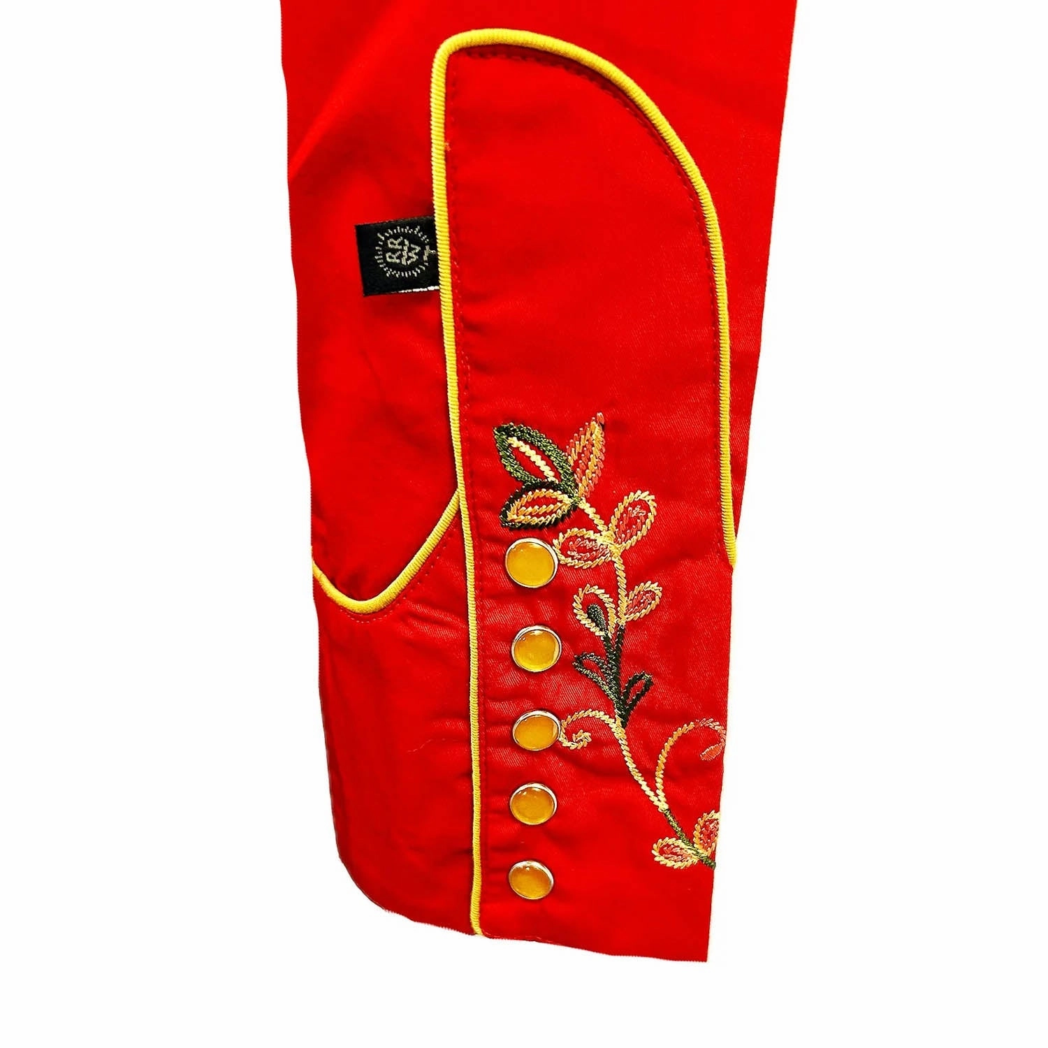 Rockmount Womens Vintage Variegated Floral Red 100% Cotton L/S Shirt Distressed finish Formal Elegance