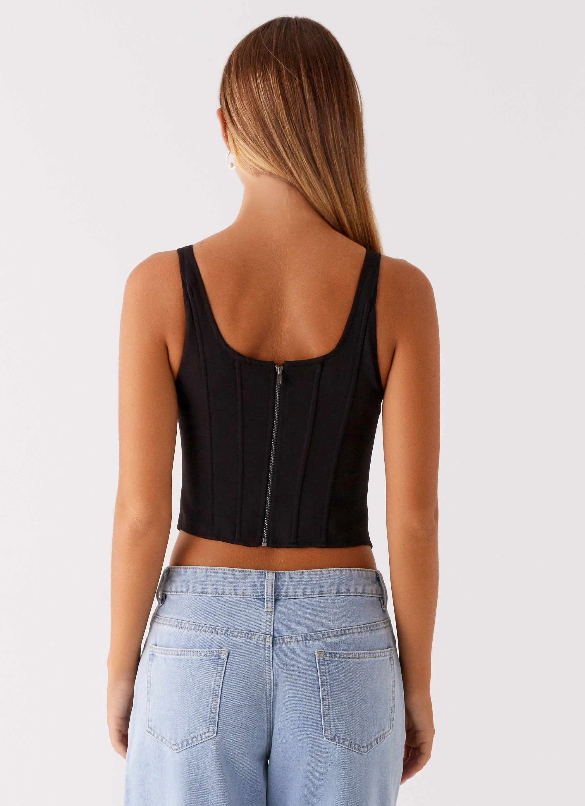 Narelle Corset Top - Black Slim Fit Shirt