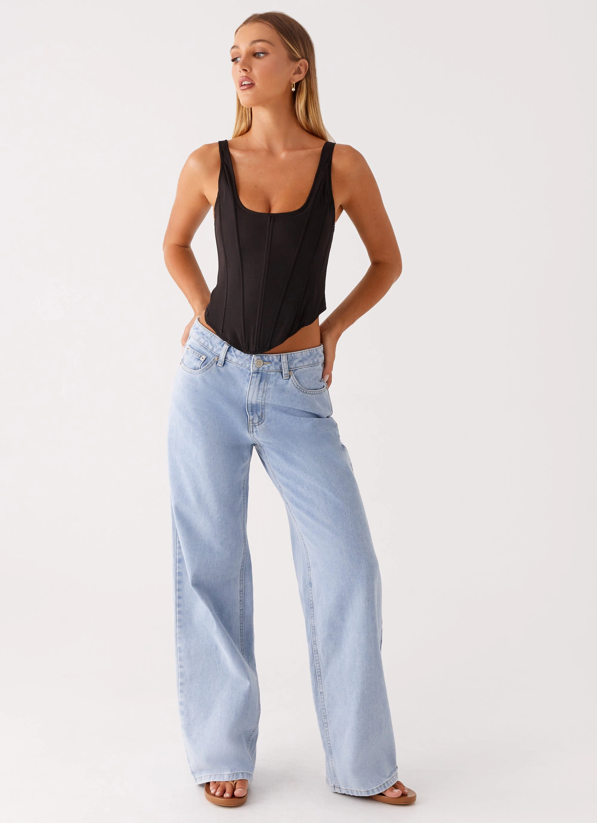 Narelle Corset Top - Black Stylish Hoodie