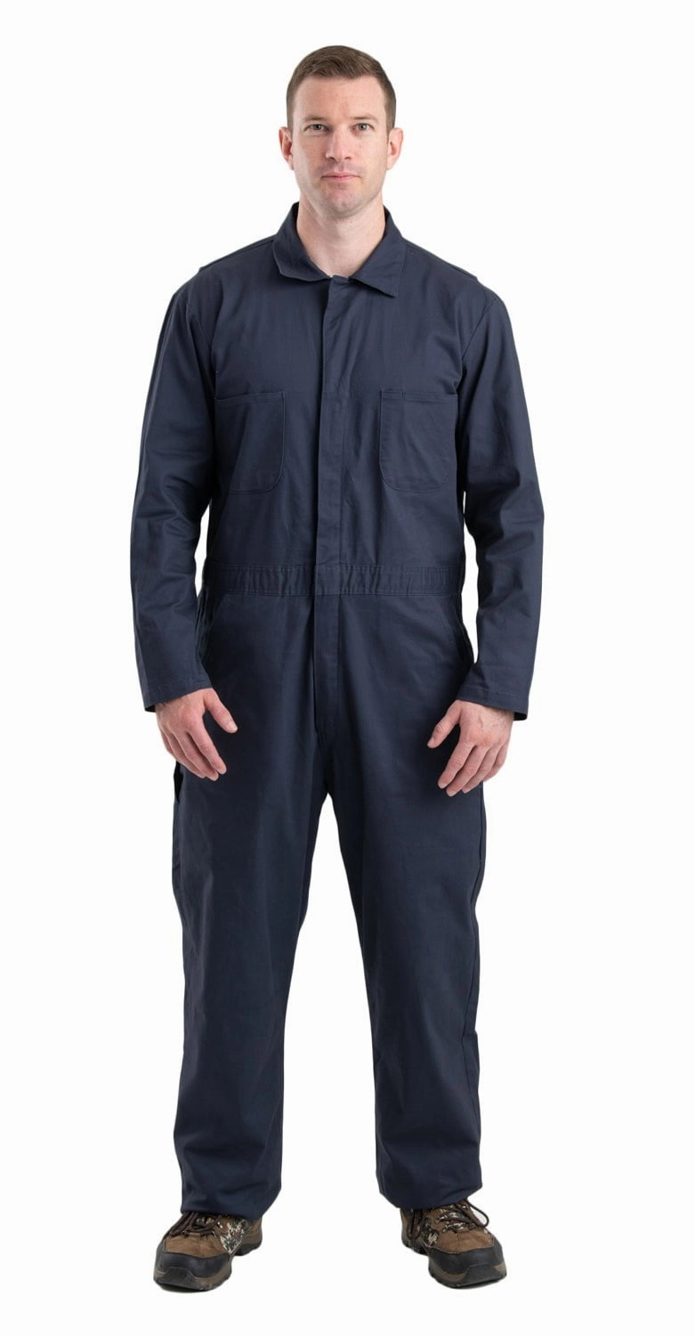 Berne Mens Navy Cotton Blend Highland Flex Unlined Coverall Layered Protection