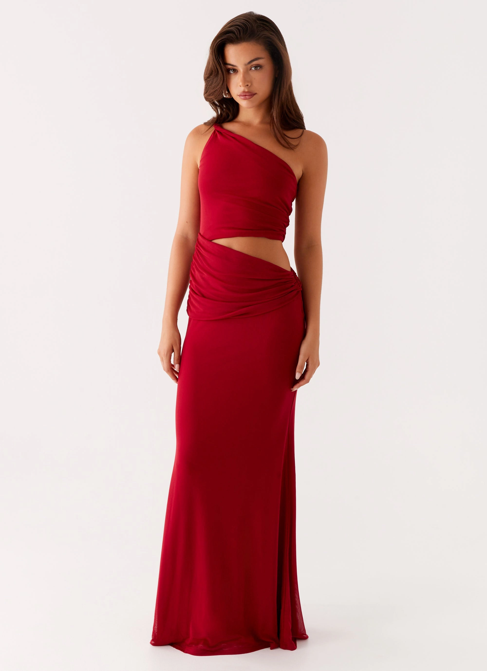 Comfort Layer Wear Drape Wave Three Wishes Maxi Dress - Raspberry