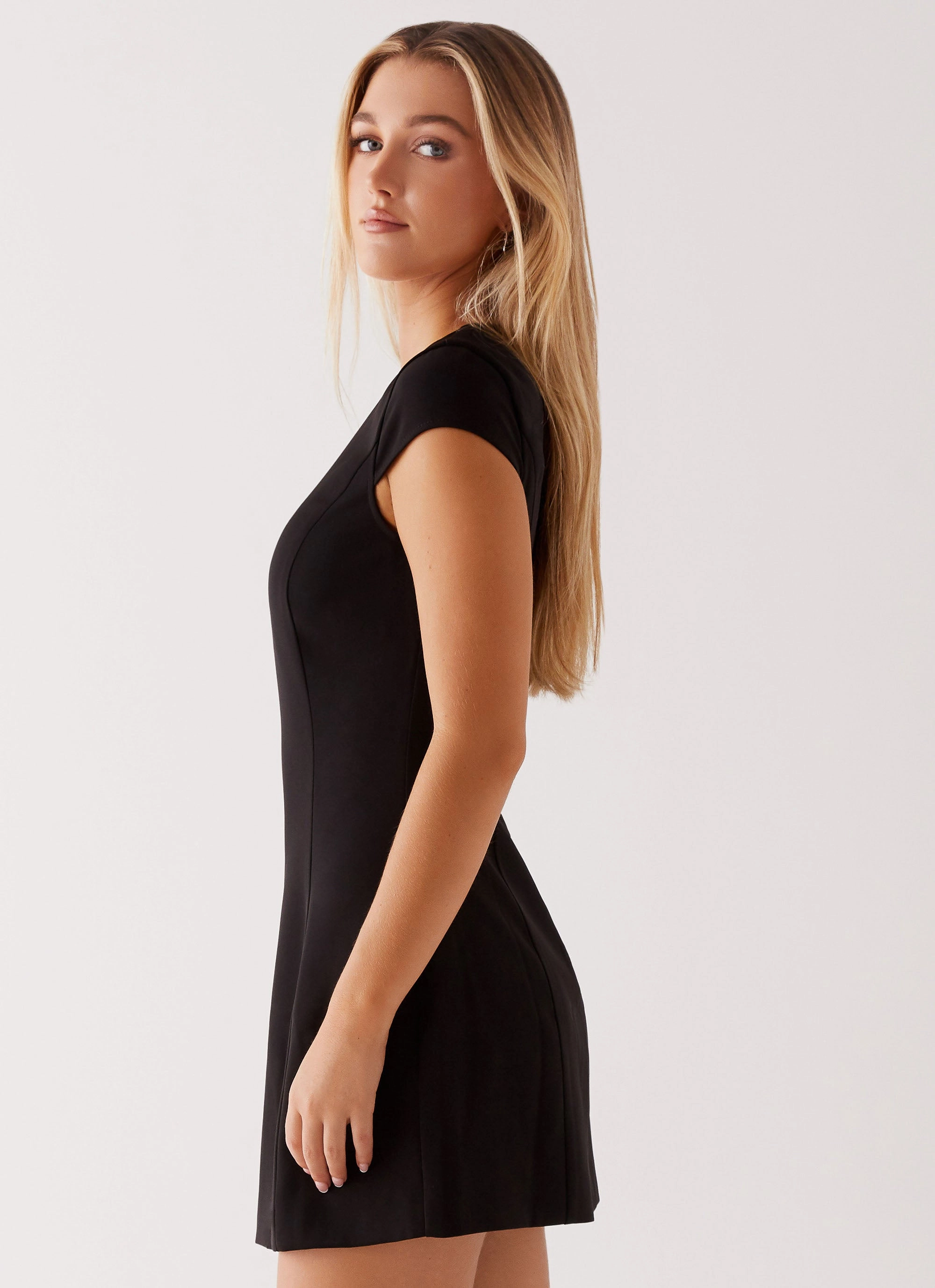 Tia Mini Dress - Black Polished Finish Classic Line