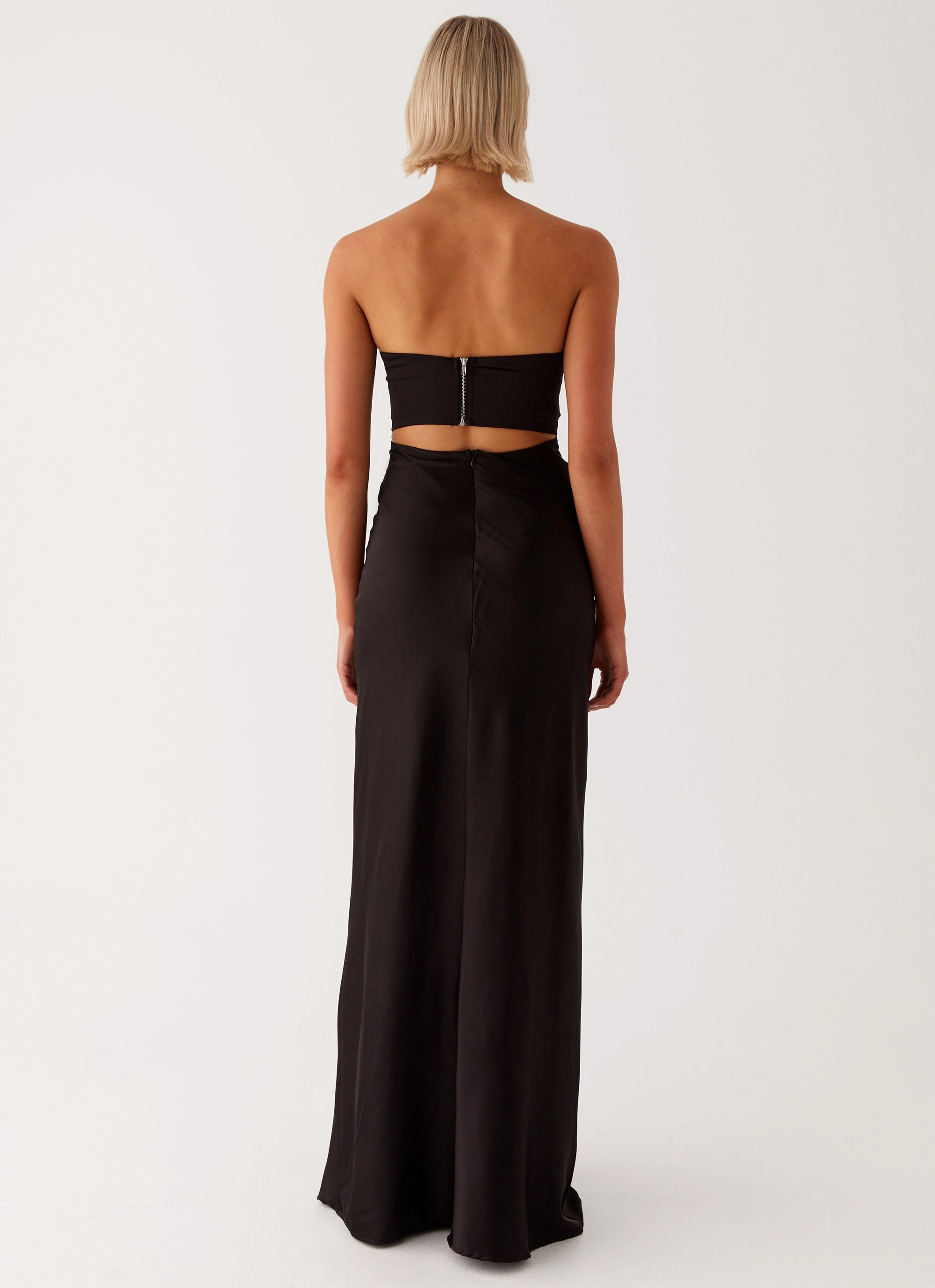 Tianna Strapless Maxi Dress - Black Reversible Coat
