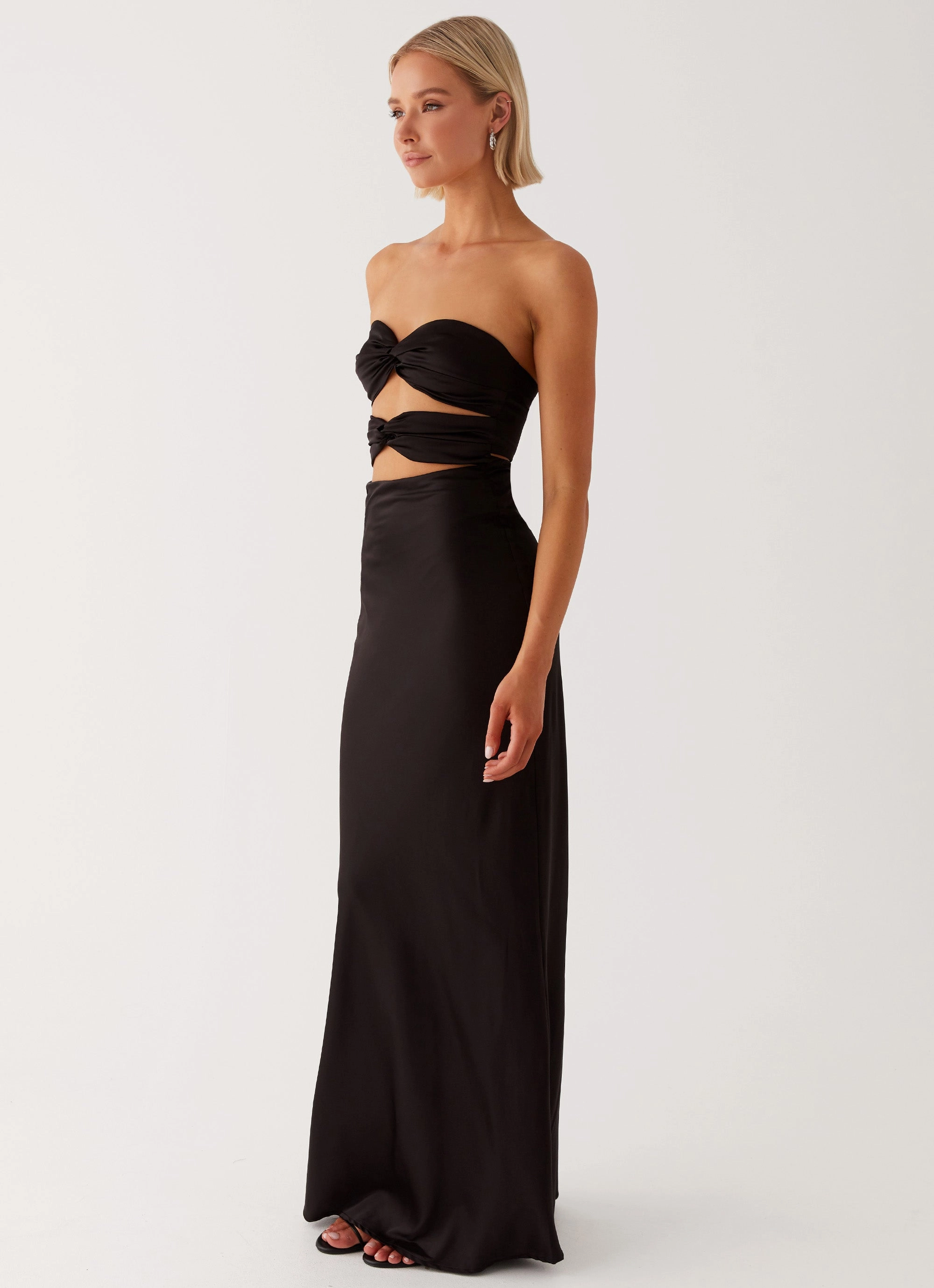 Tianna Strapless Maxi Dress - Black Heavy Puffer Rainy Day