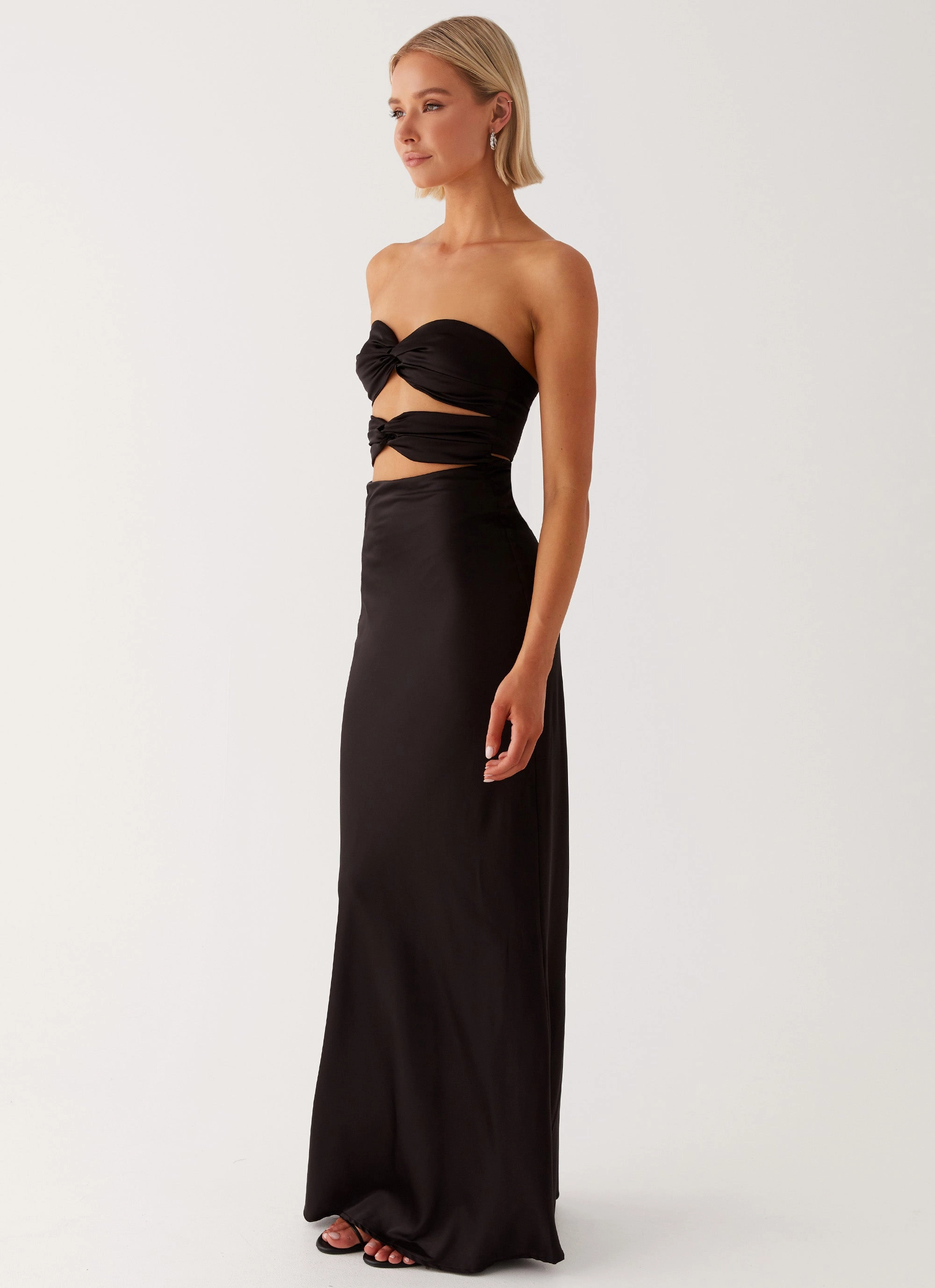 Floral-Pattern Tianna Strapless Maxi Dress - Black
