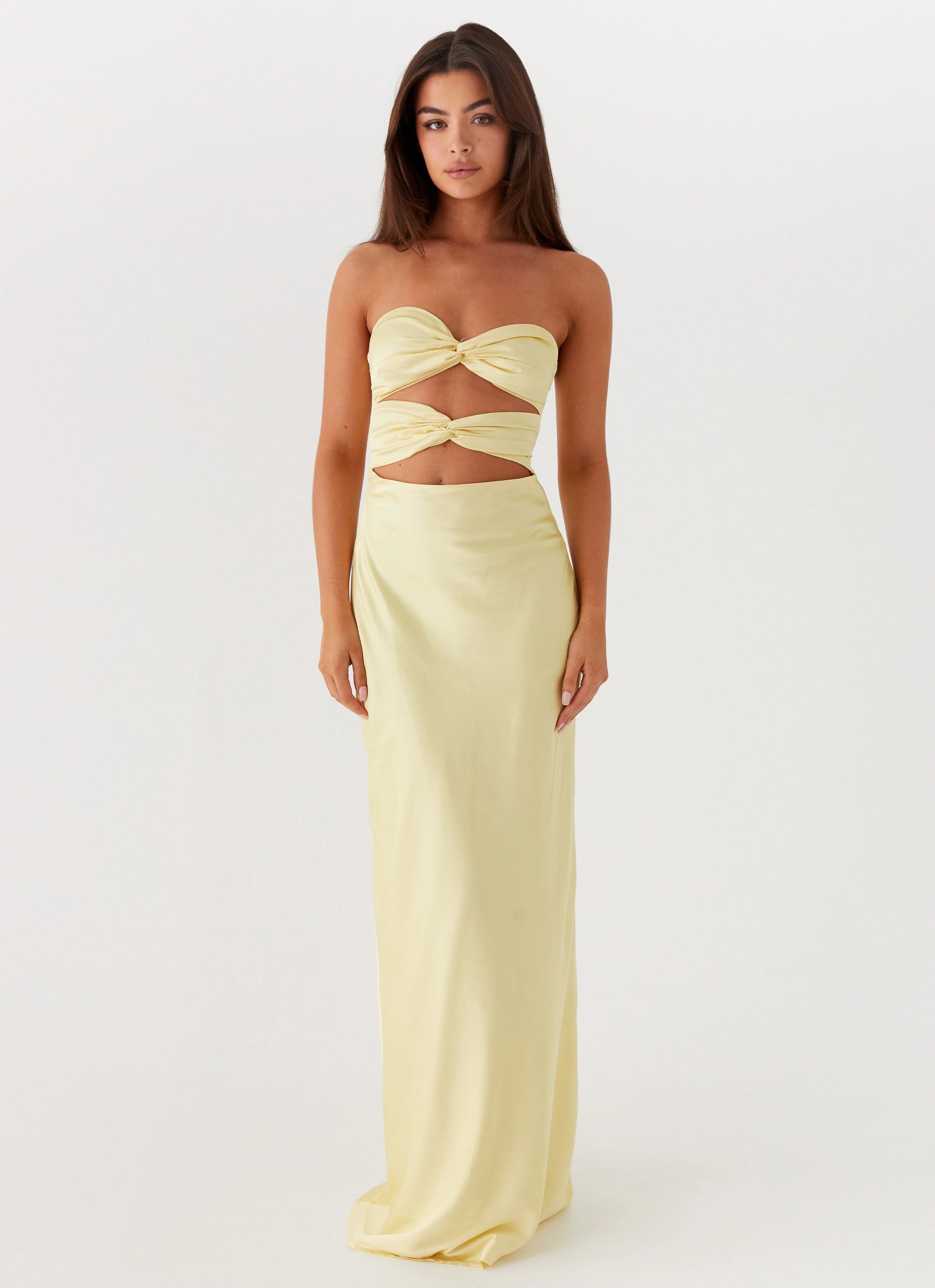 Tianna Strapless Maxi Dress - Yellow Urban Style