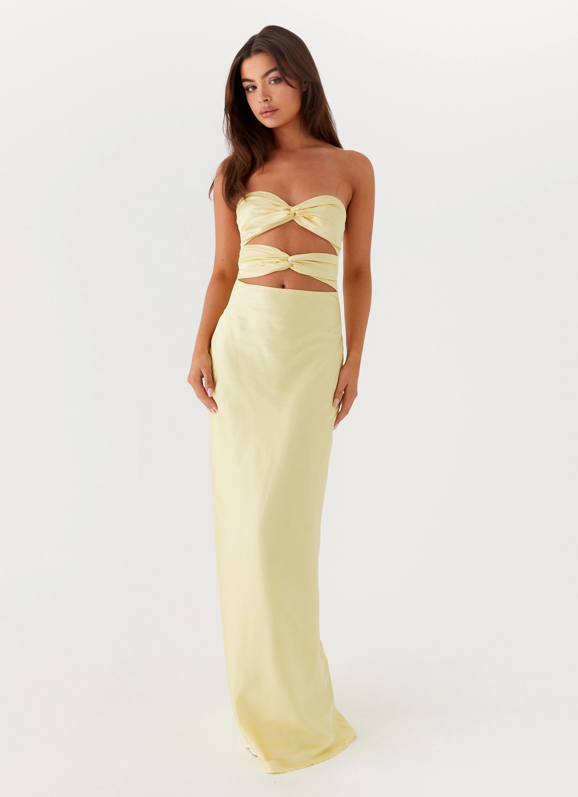 Contemporary Fit Snow Ready Jacket Tianna Strapless Maxi Dress - Yellow